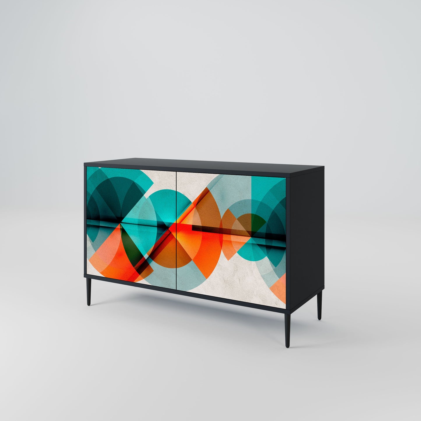 Credenza CIRCULAR RHAPSODY a 2 ante in finitura nera