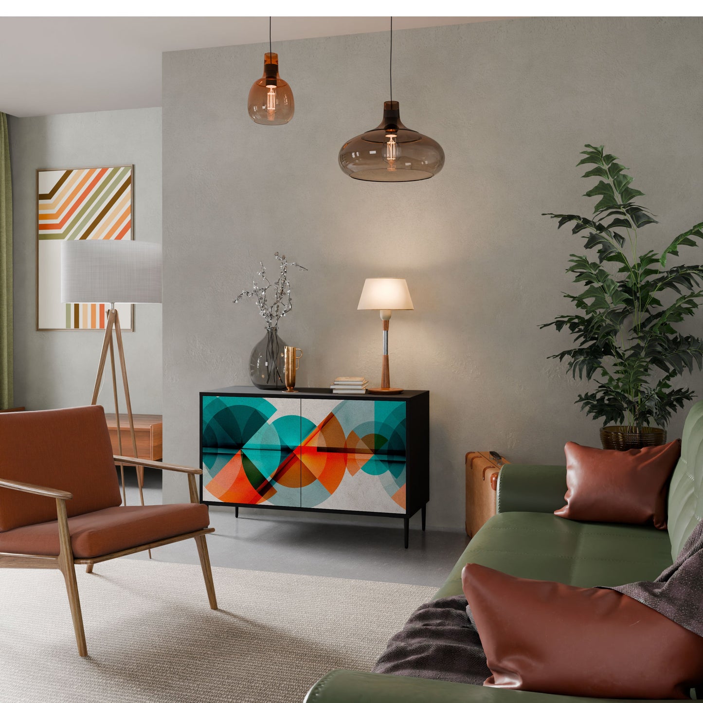 Credenza CIRCULAR RHAPSODY a 2 ante in finitura nera