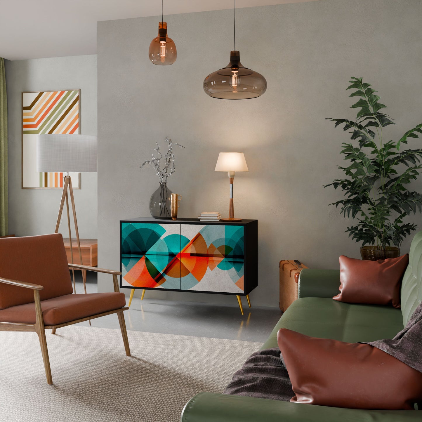 Credenza CIRCULAR RHAPSODY a 2 ante in finitura nera