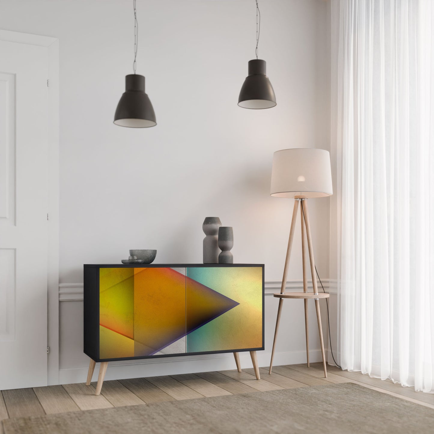 PIERCING SHARPNESS 2-Door Sideboard in Black Finish