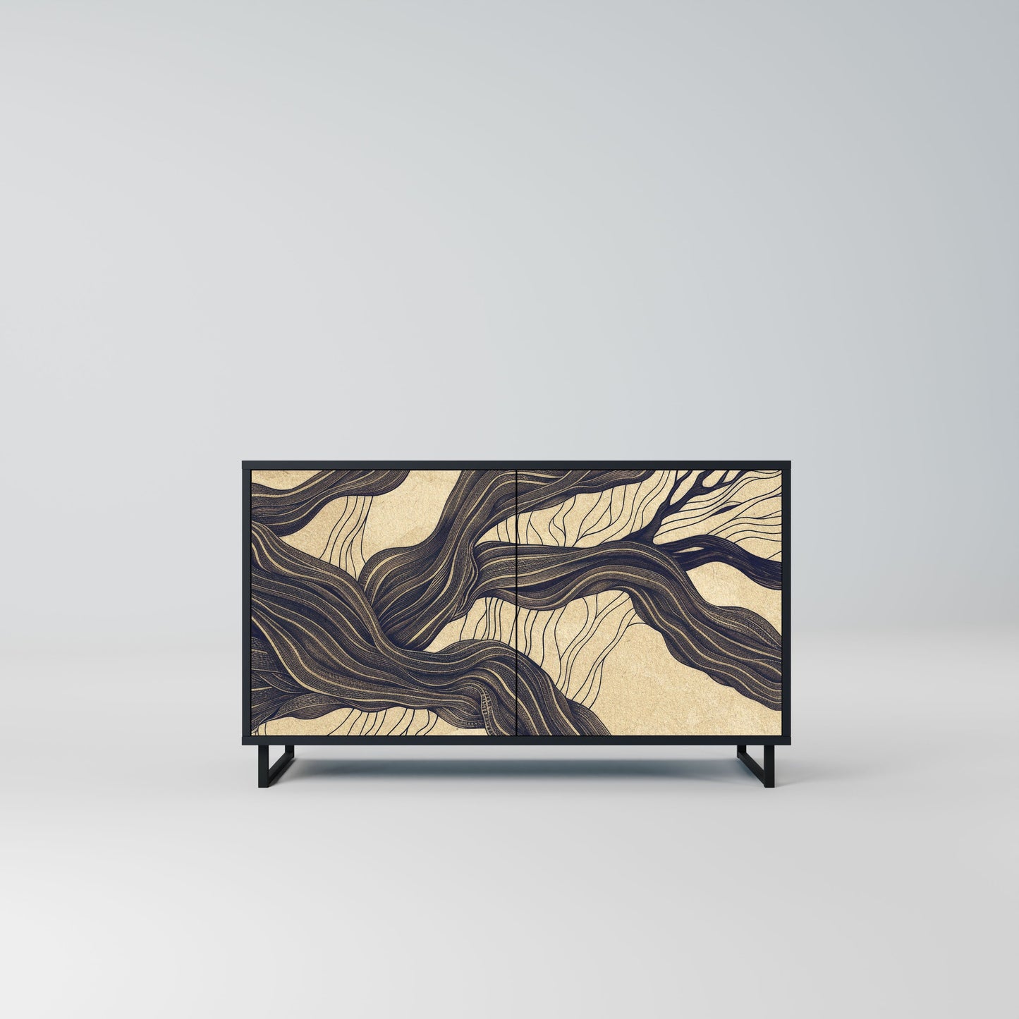 Credenza a 2 ante UNIFIED FRAGMENTS in finitura nera