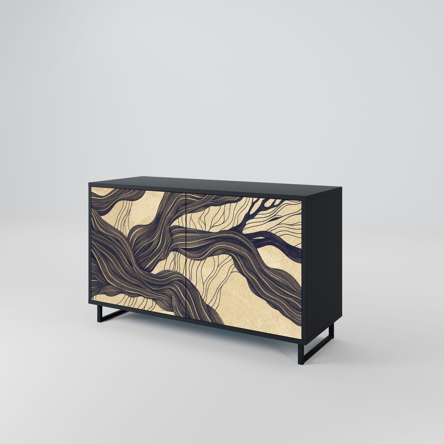 Credenza a 2 ante UNIFIED FRAGMENTS in finitura nera