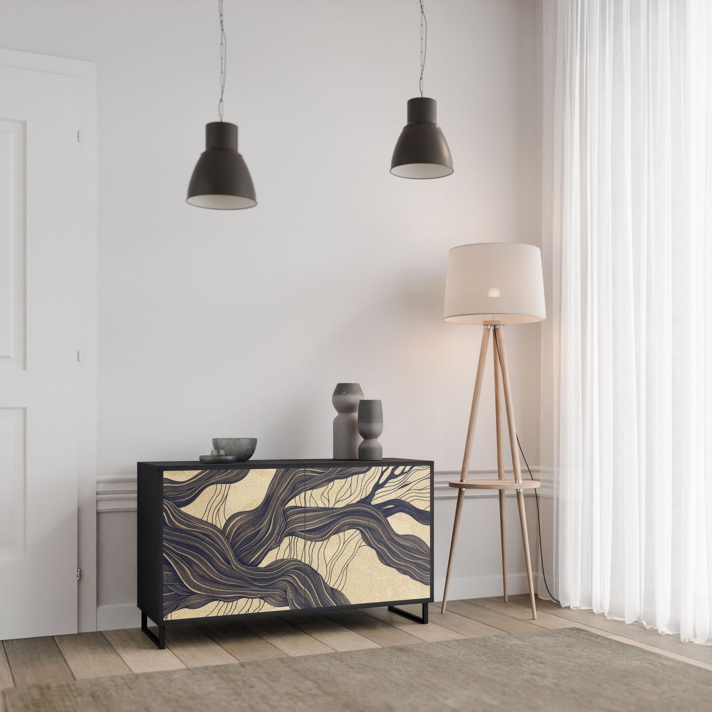 Credenza a 2 ante UNIFIED FRAGMENTS in finitura nera