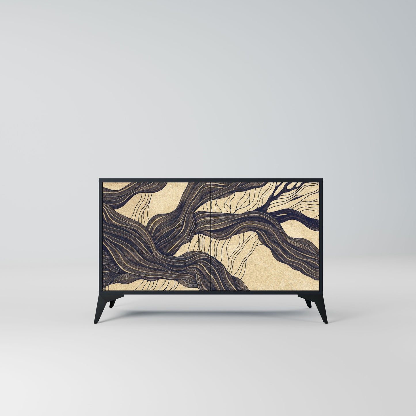 Credenza a 2 ante UNIFIED FRAGMENTS in finitura nera