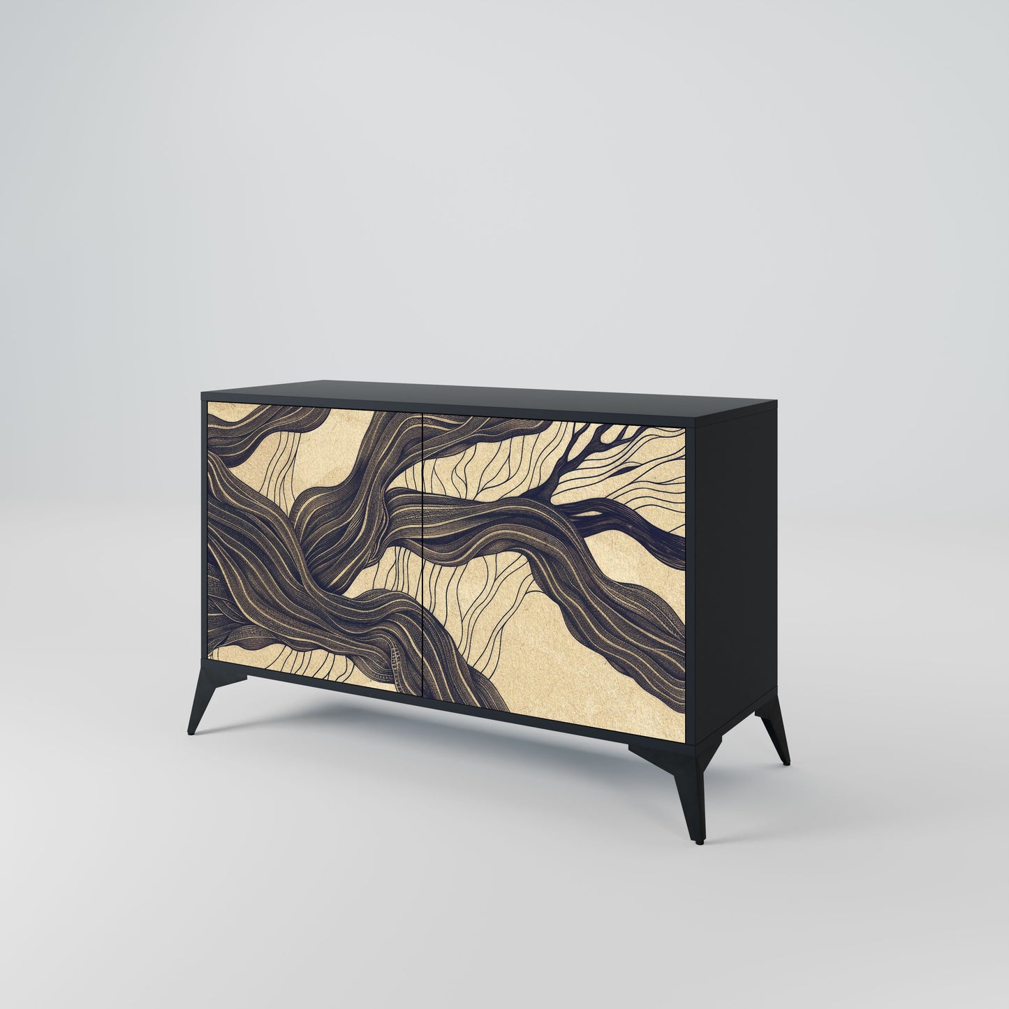 Credenza a 2 ante UNIFIED FRAGMENTS in finitura nera