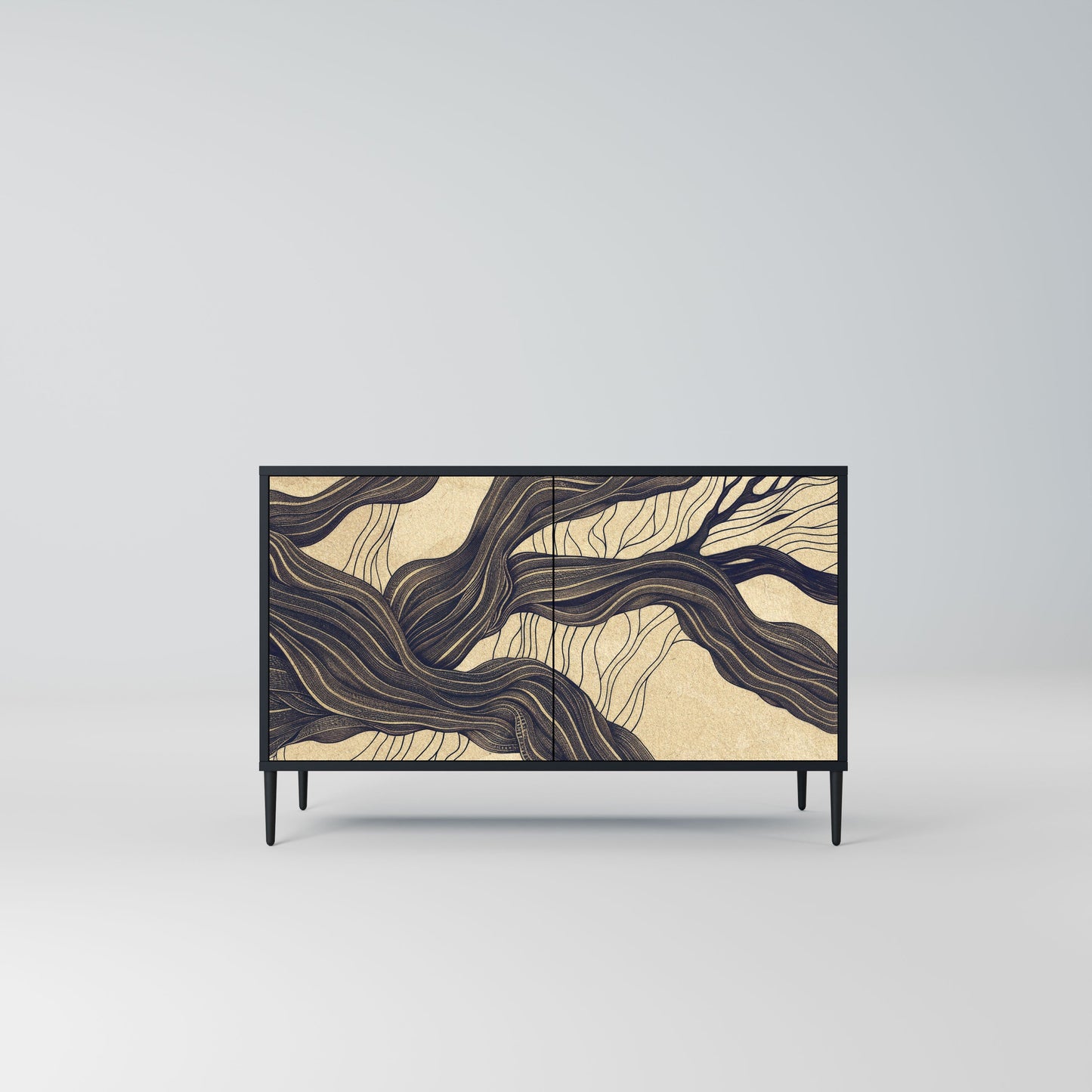 Credenza a 2 ante UNIFIED FRAGMENTS in finitura nera