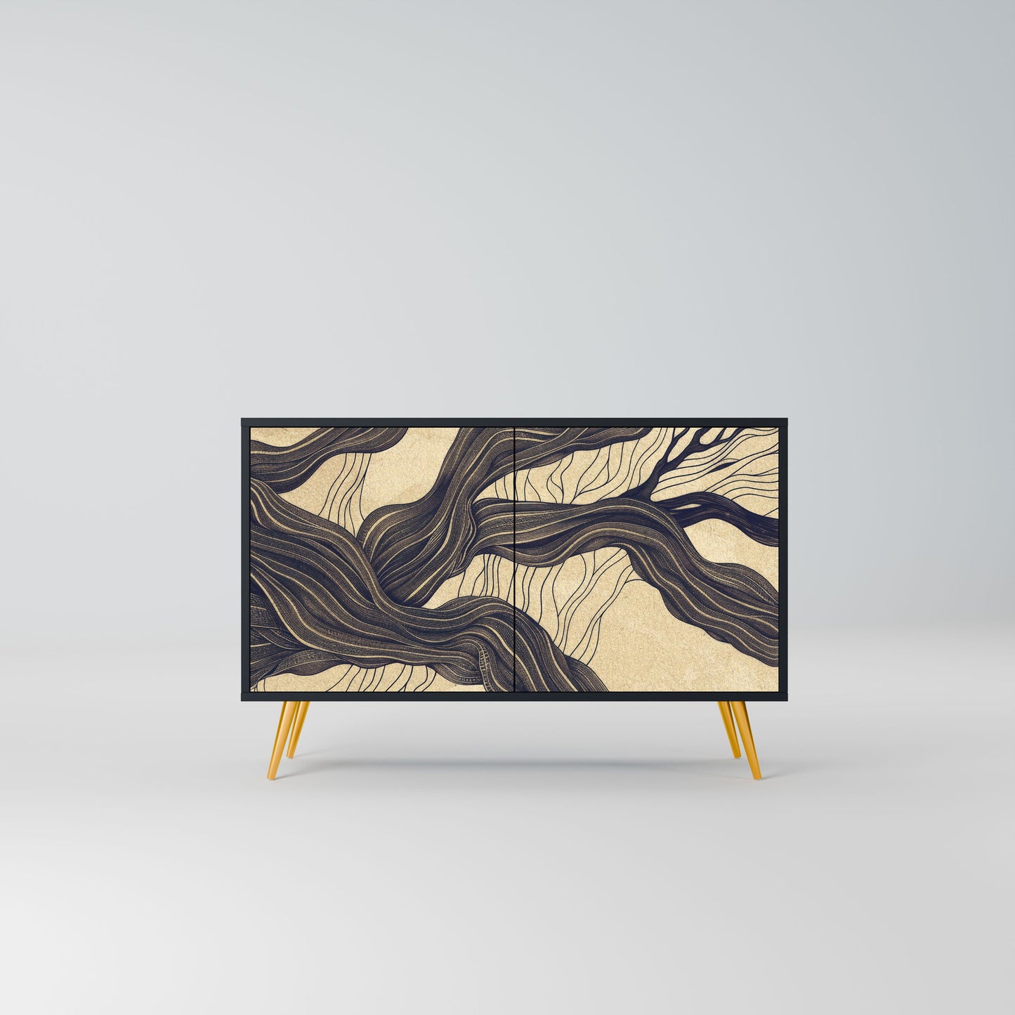 Credenza a 2 ante UNIFIED FRAGMENTS in finitura nera