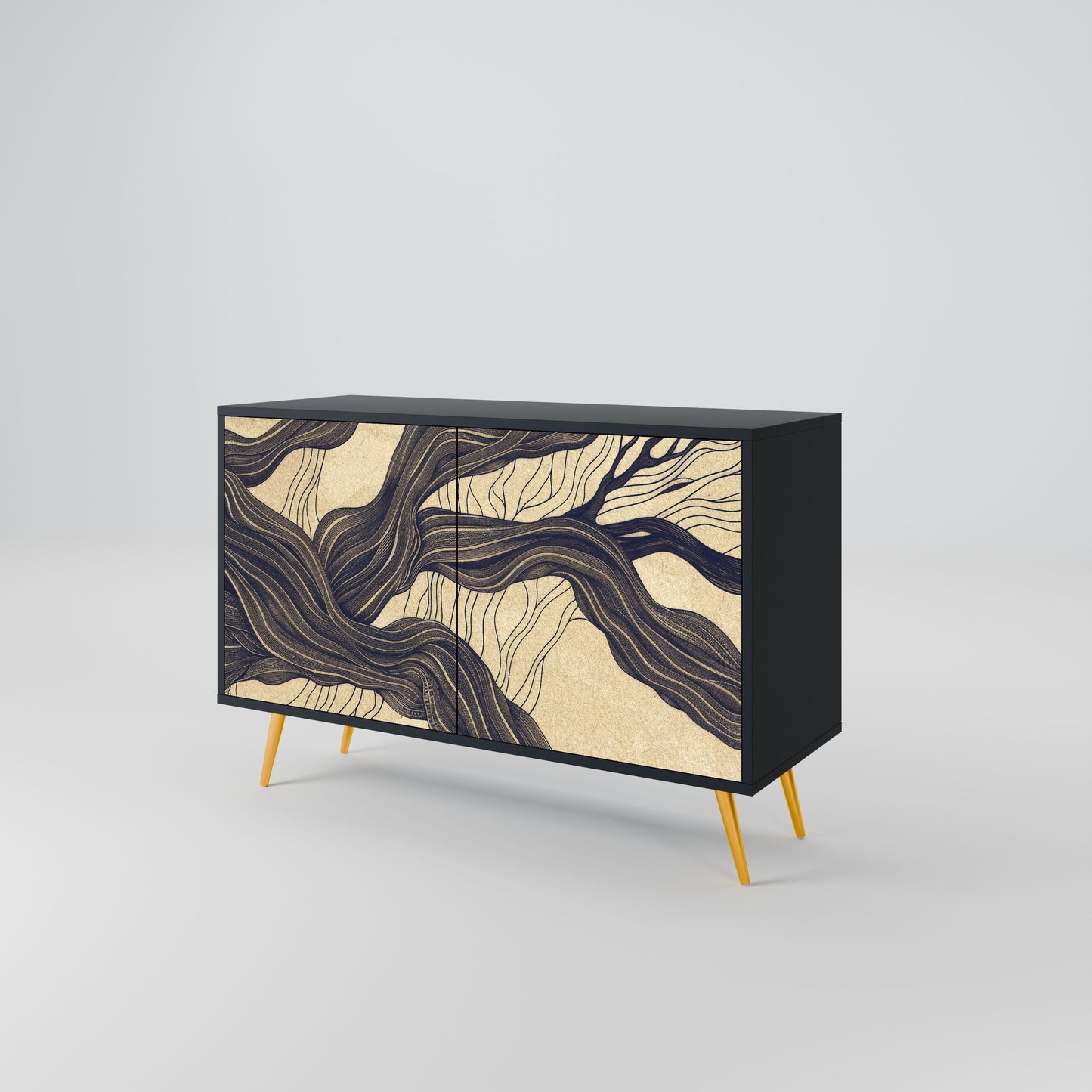 Credenza a 2 ante UNIFIED FRAGMENTS in finitura nera