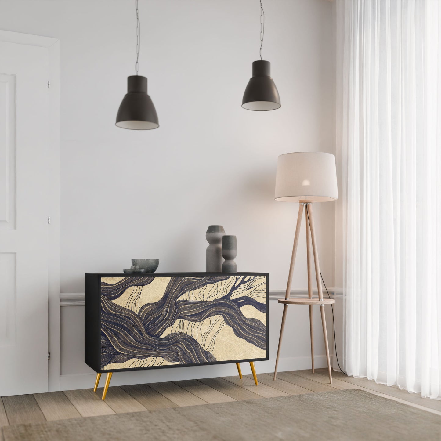 Credenza a 2 ante UNIFIED FRAGMENTS in finitura nera