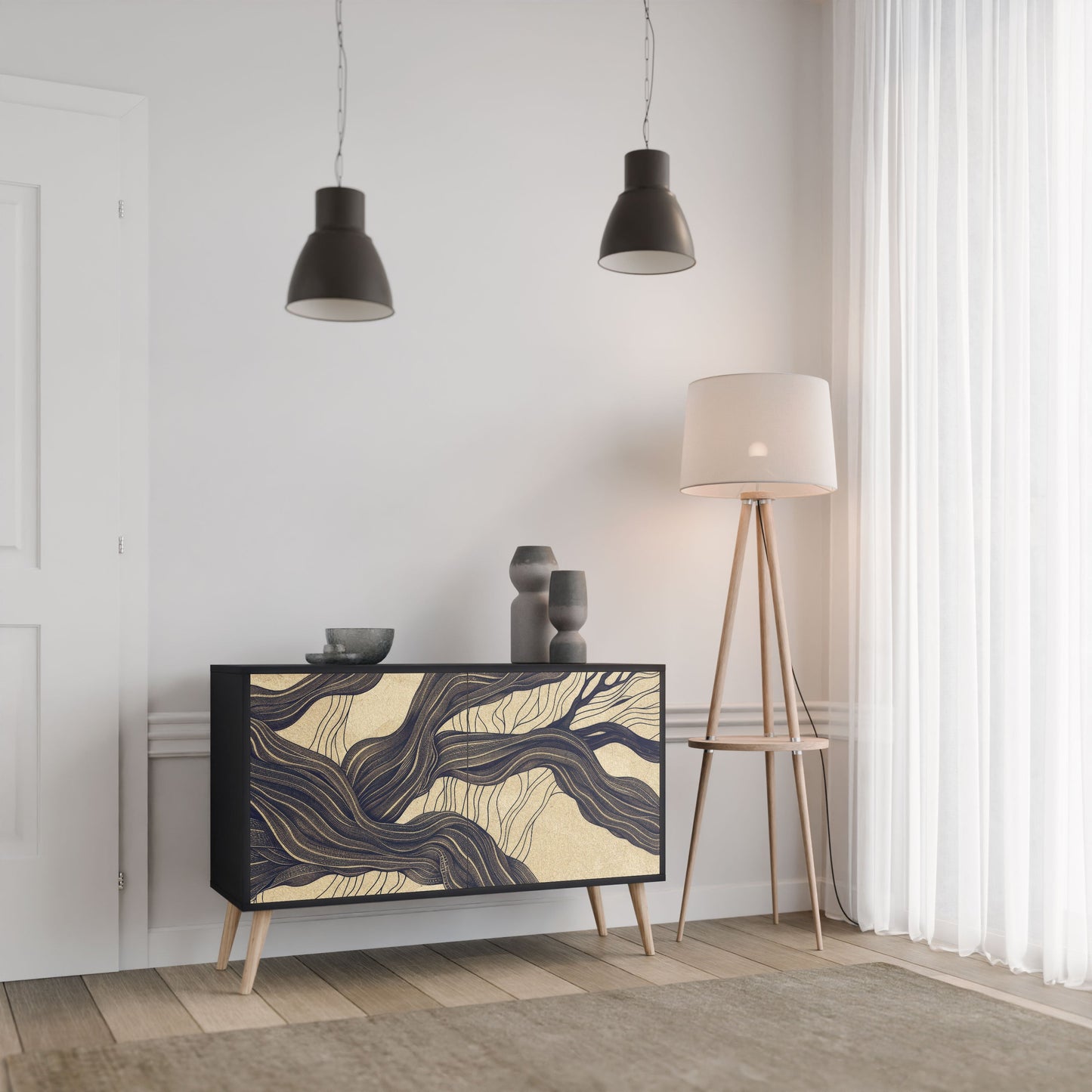 Credenza a 2 ante UNIFIED FRAGMENTS in finitura nera