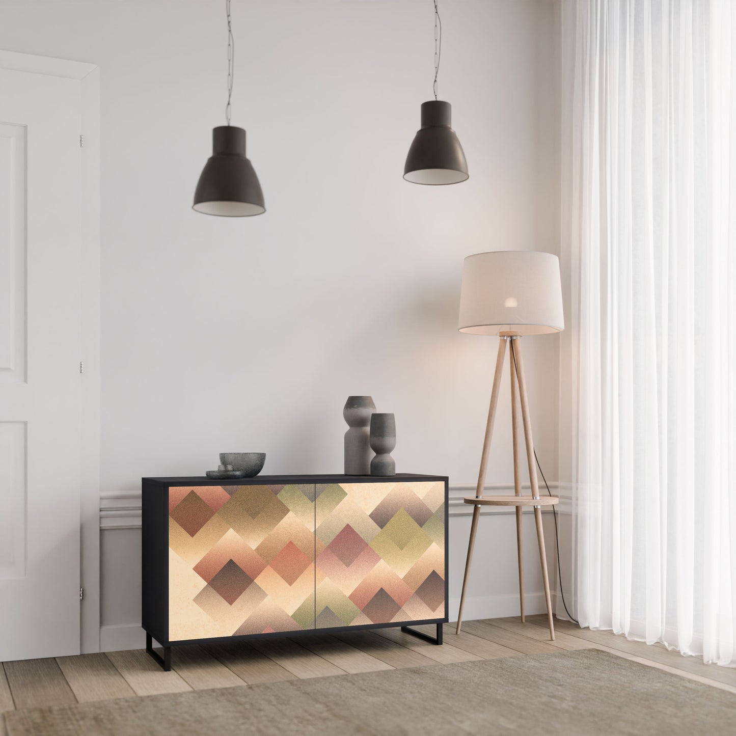 Credenza a 2 ante GEOMETRIC FUSION in finitura nera