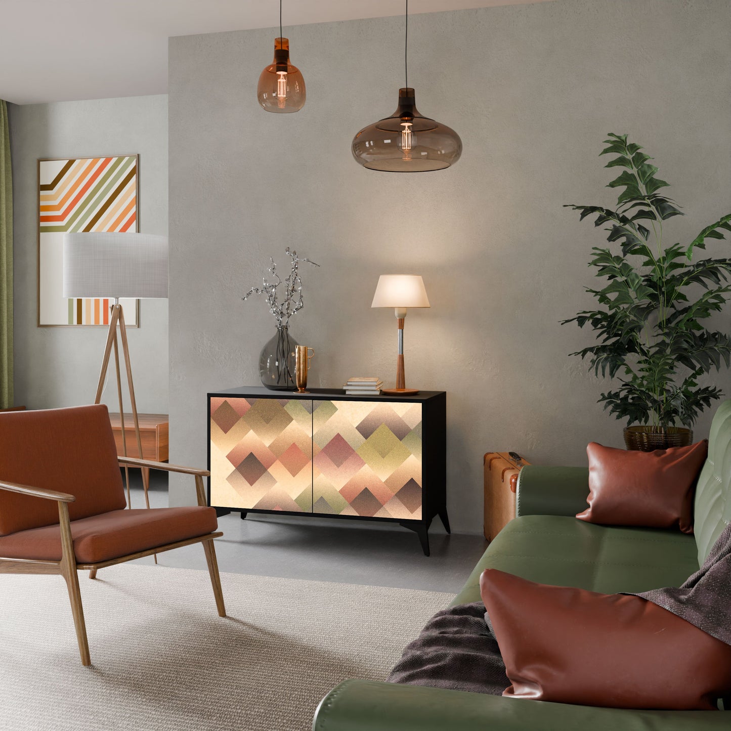 Credenza a 2 ante GEOMETRIC FUSION in finitura nera