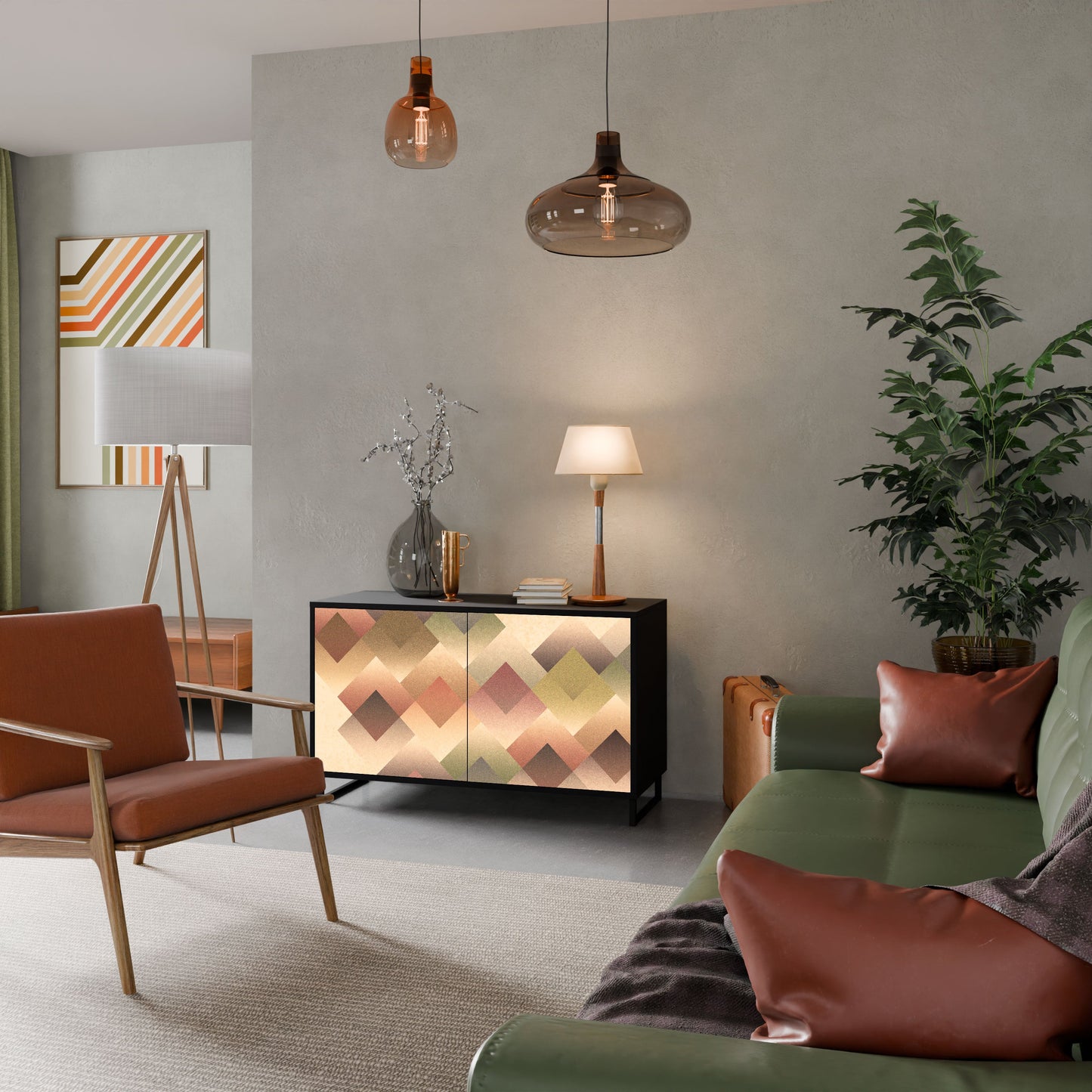 Credenza a 2 ante GEOMETRIC FUSION in finitura nera