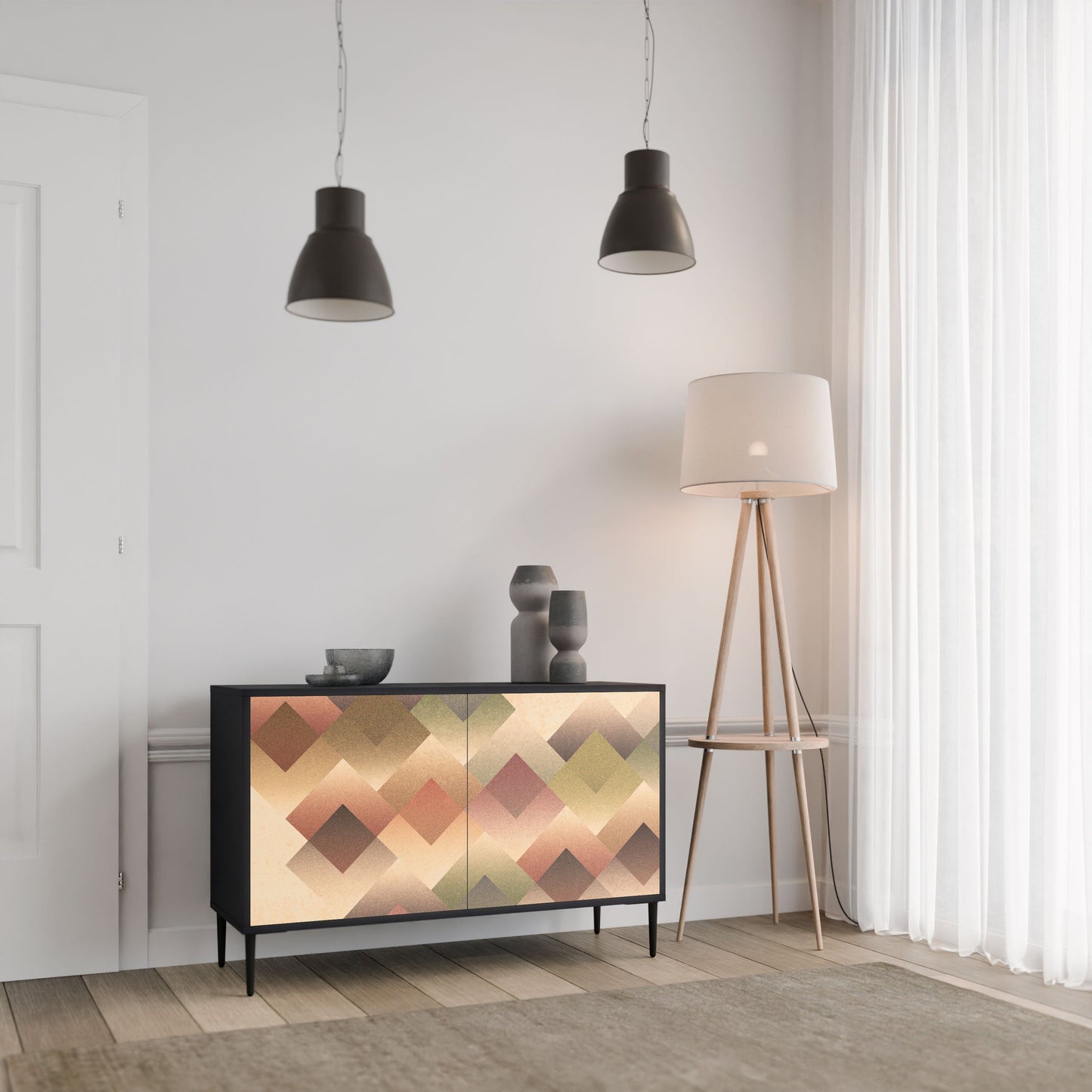 Credenza a 2 ante GEOMETRIC FUSION in finitura nera