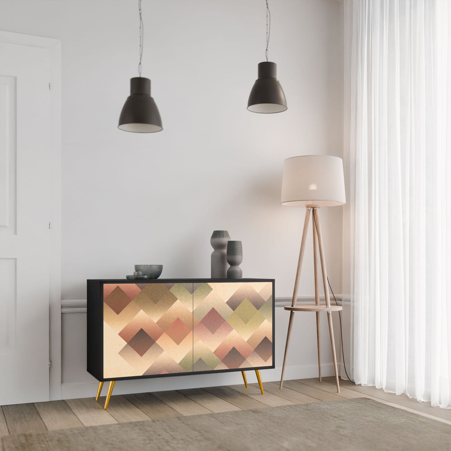 Credenza a 2 ante GEOMETRIC FUSION in finitura nera