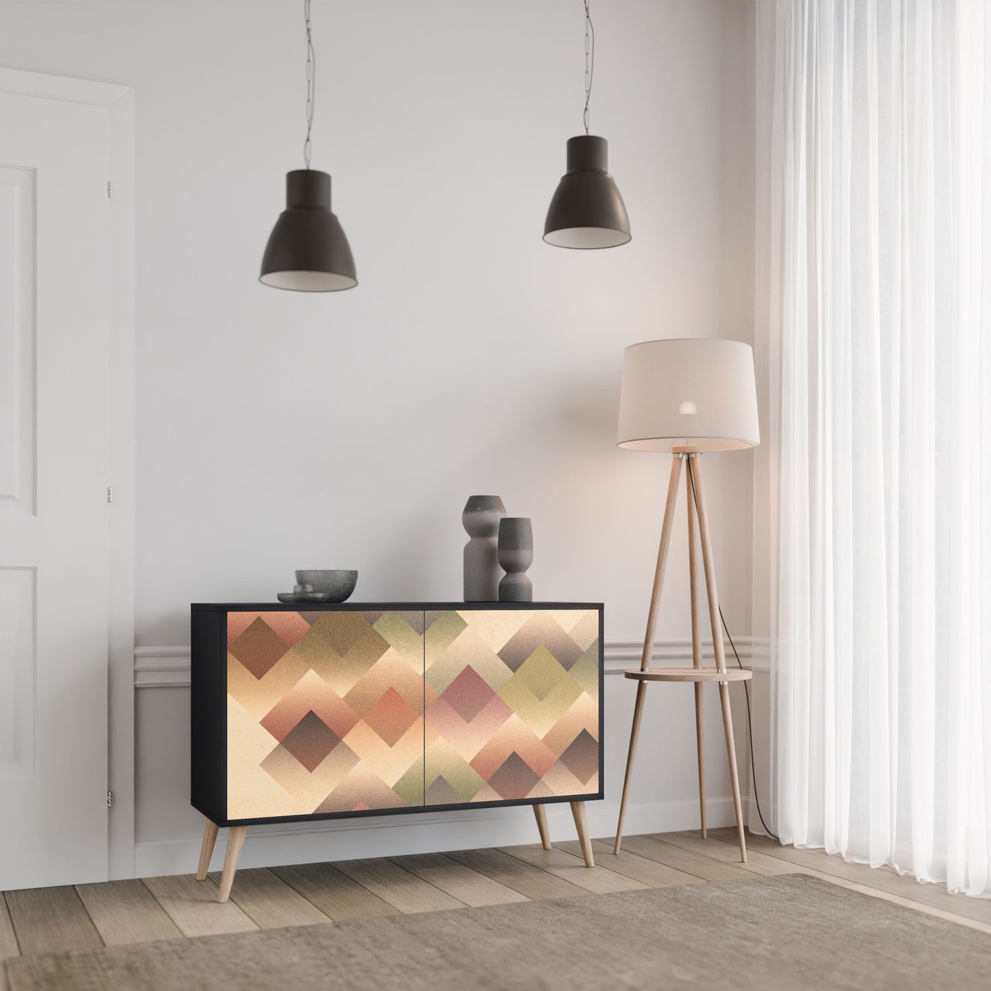 Credenza a 2 ante GEOMETRIC FUSION in finitura nera