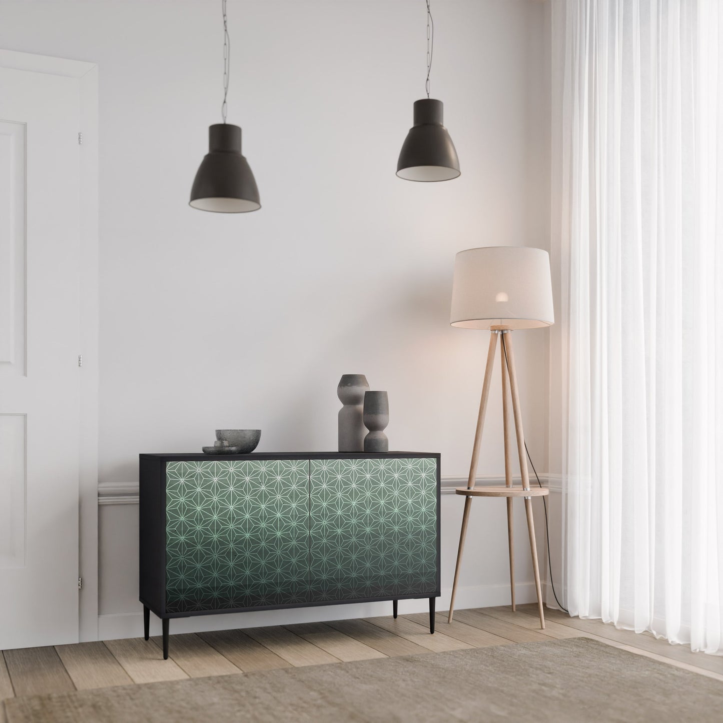Credenza ORNAMENTAL GLIMMER a 2 ante in finitura nera