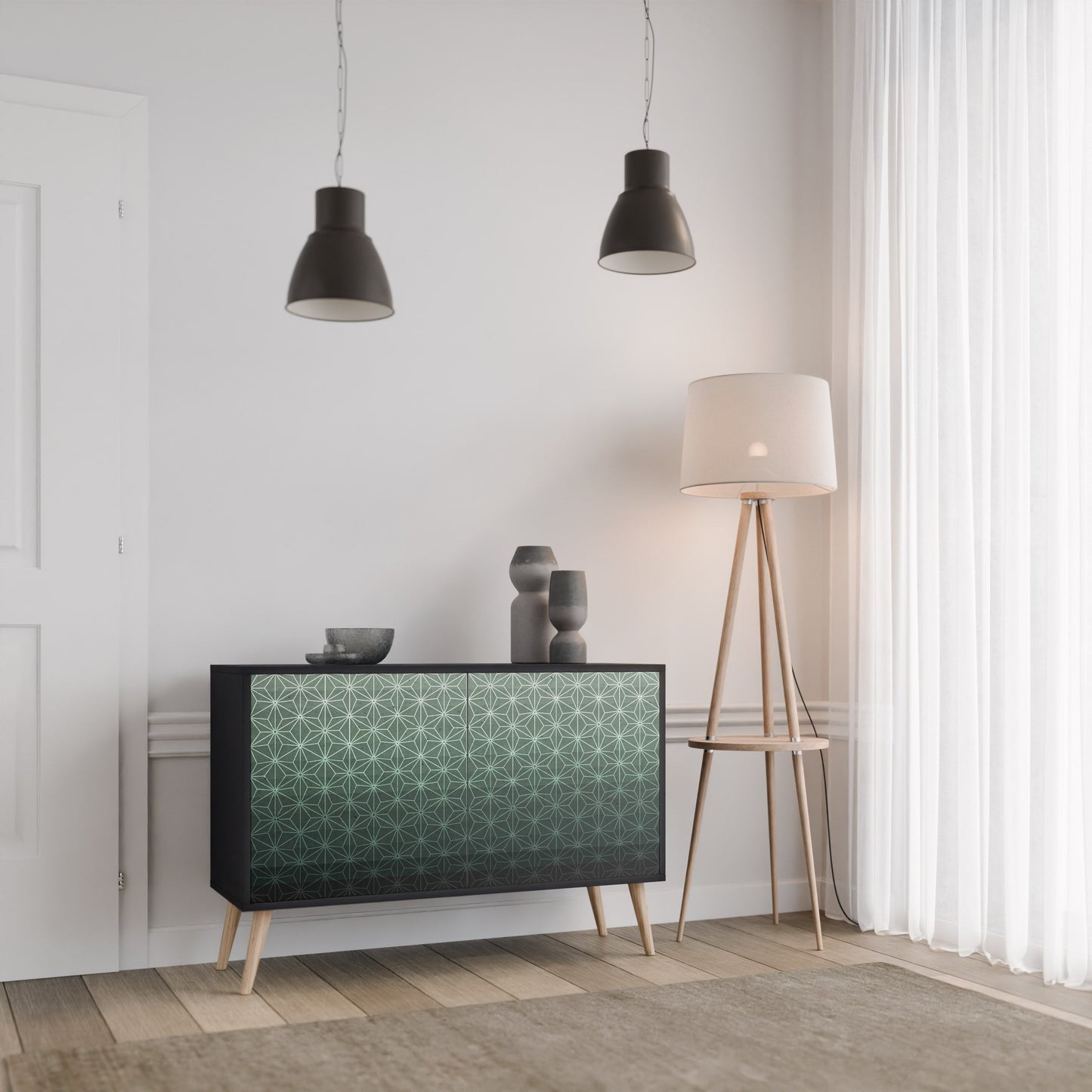 Credenza ORNAMENTAL GLIMMER a 2 ante in finitura nera