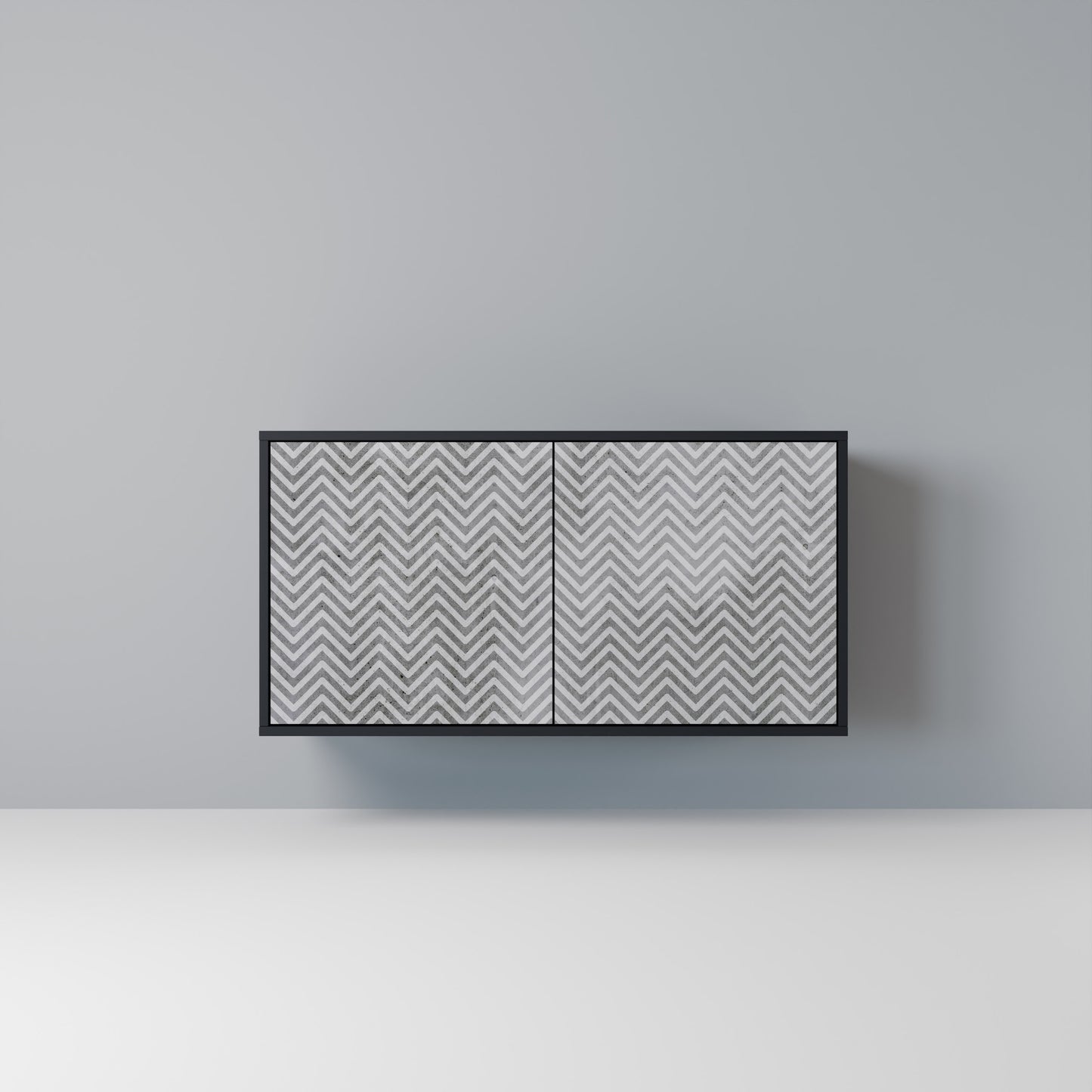 CONCRETE ZIG ZAG Madia a 2 Ante in Finitura Nera