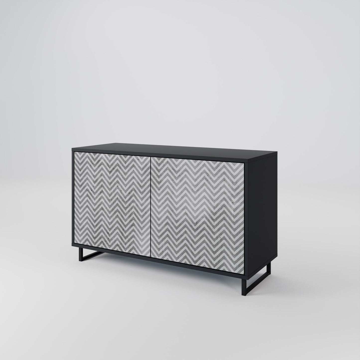 Credenza CONCRETE ZIG ZAG a 2 ante in finitura nera