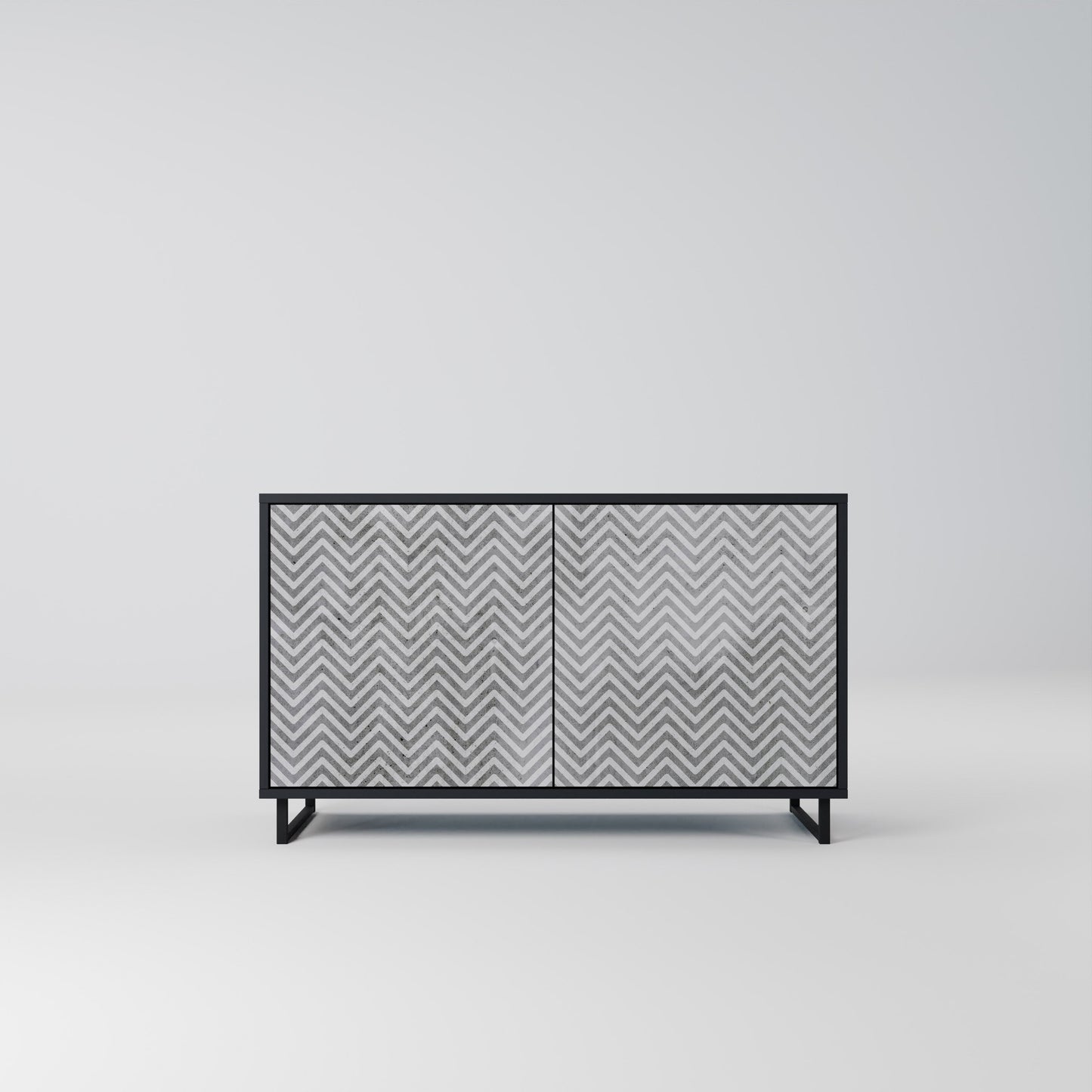 Credenza CONCRETE ZIG ZAG a 2 ante in finitura nera