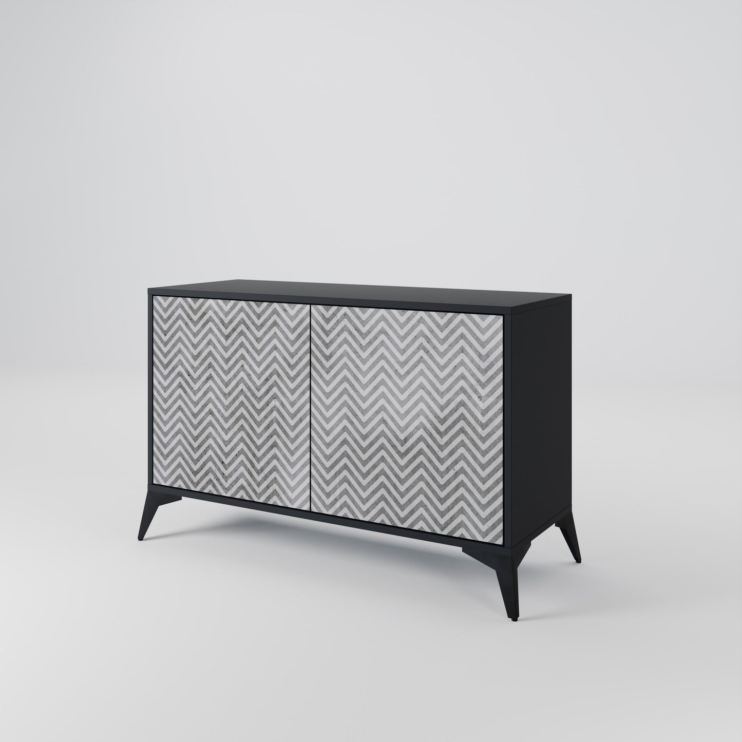 Credenza CONCRETE ZIG ZAG a 2 ante in finitura nera