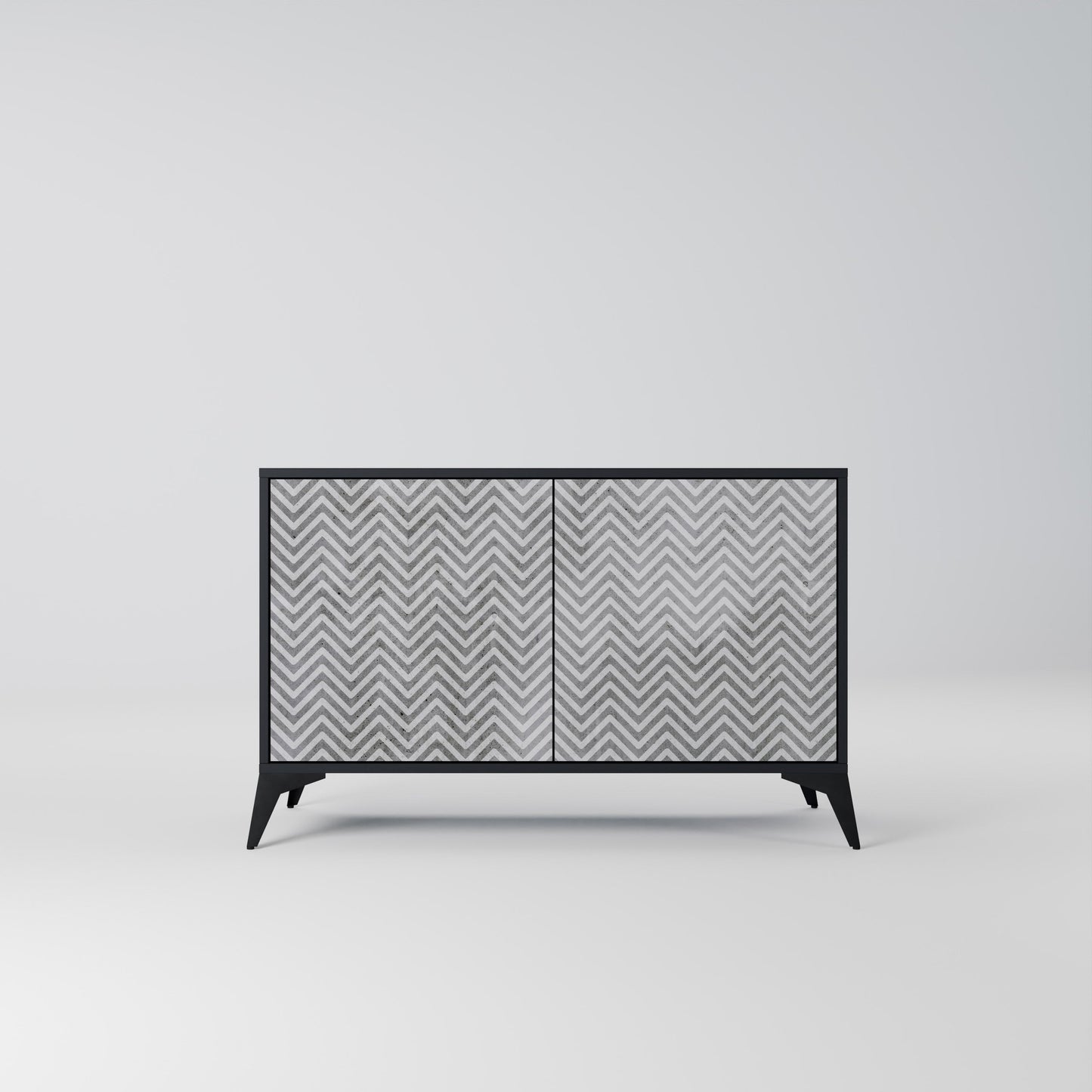 Credenza CONCRETE ZIG ZAG a 2 ante in finitura nera