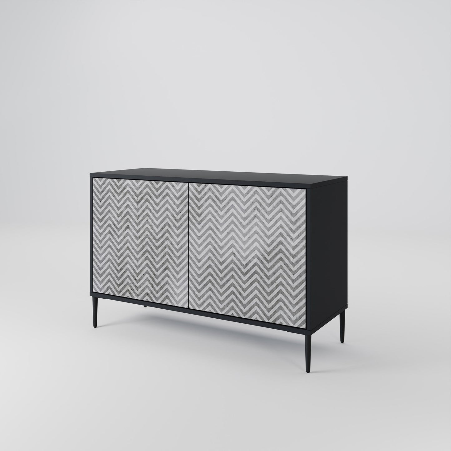 Credenza CONCRETE ZIG ZAG a 2 ante in finitura nera
