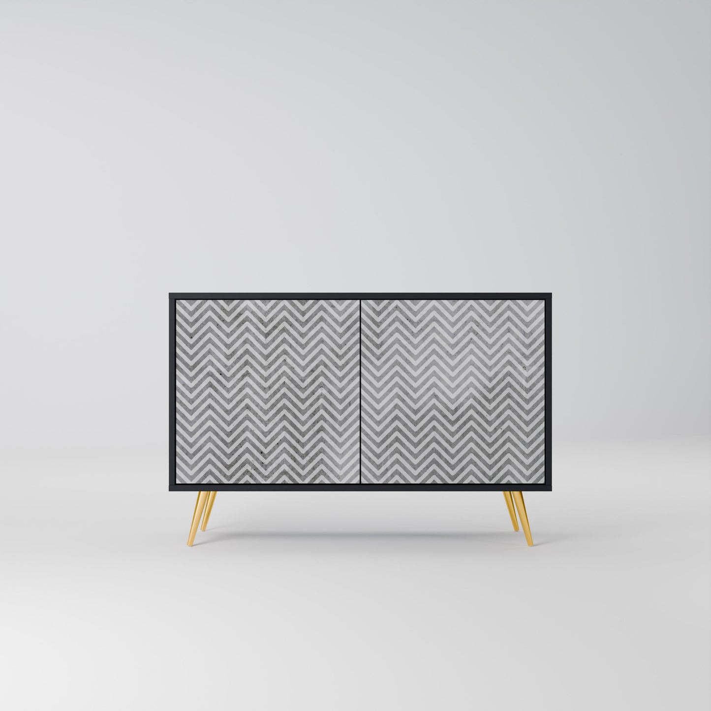 Credenza CONCRETE ZIG ZAG a 2 ante in finitura nera