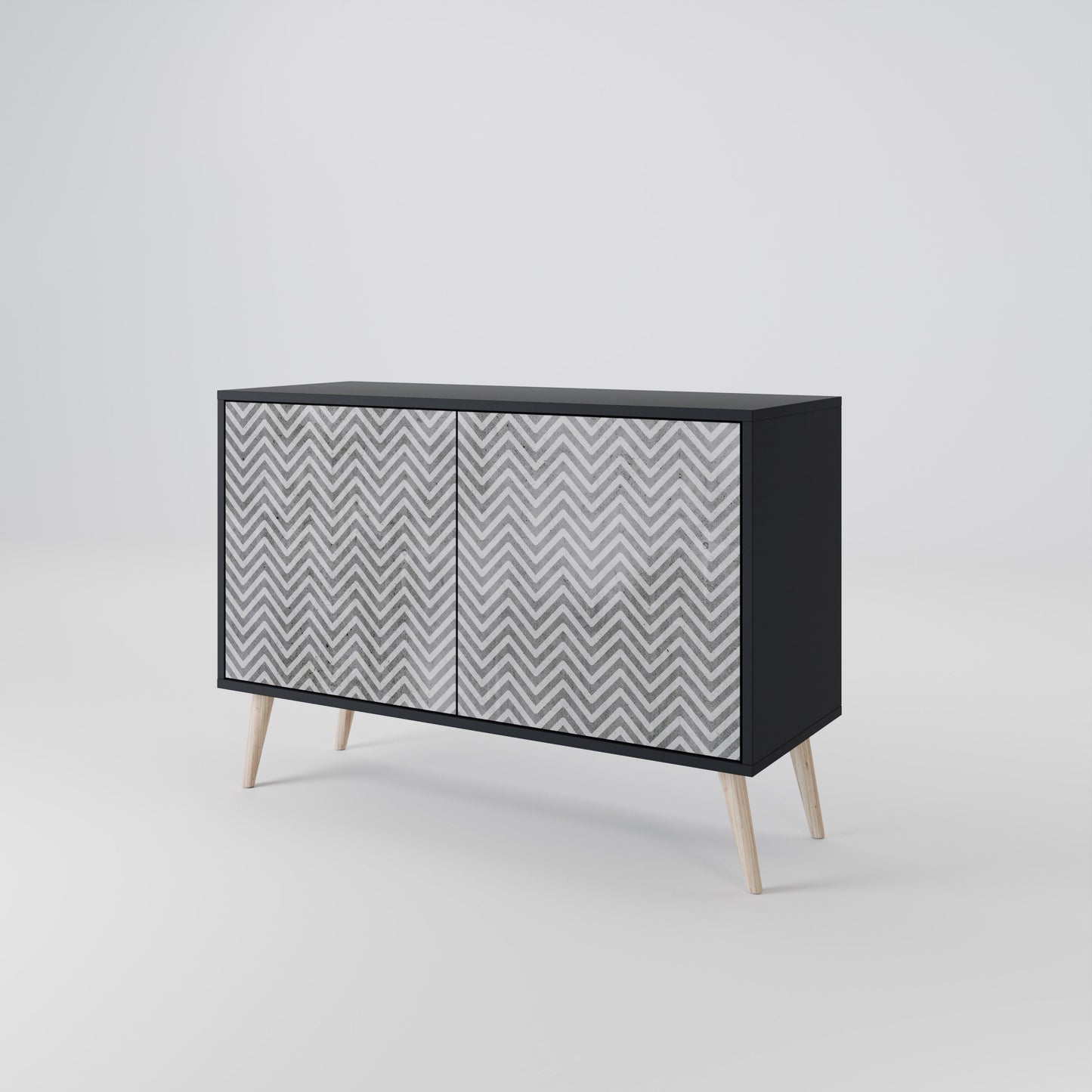 Credenza CONCRETE ZIG ZAG a 2 ante in finitura nera