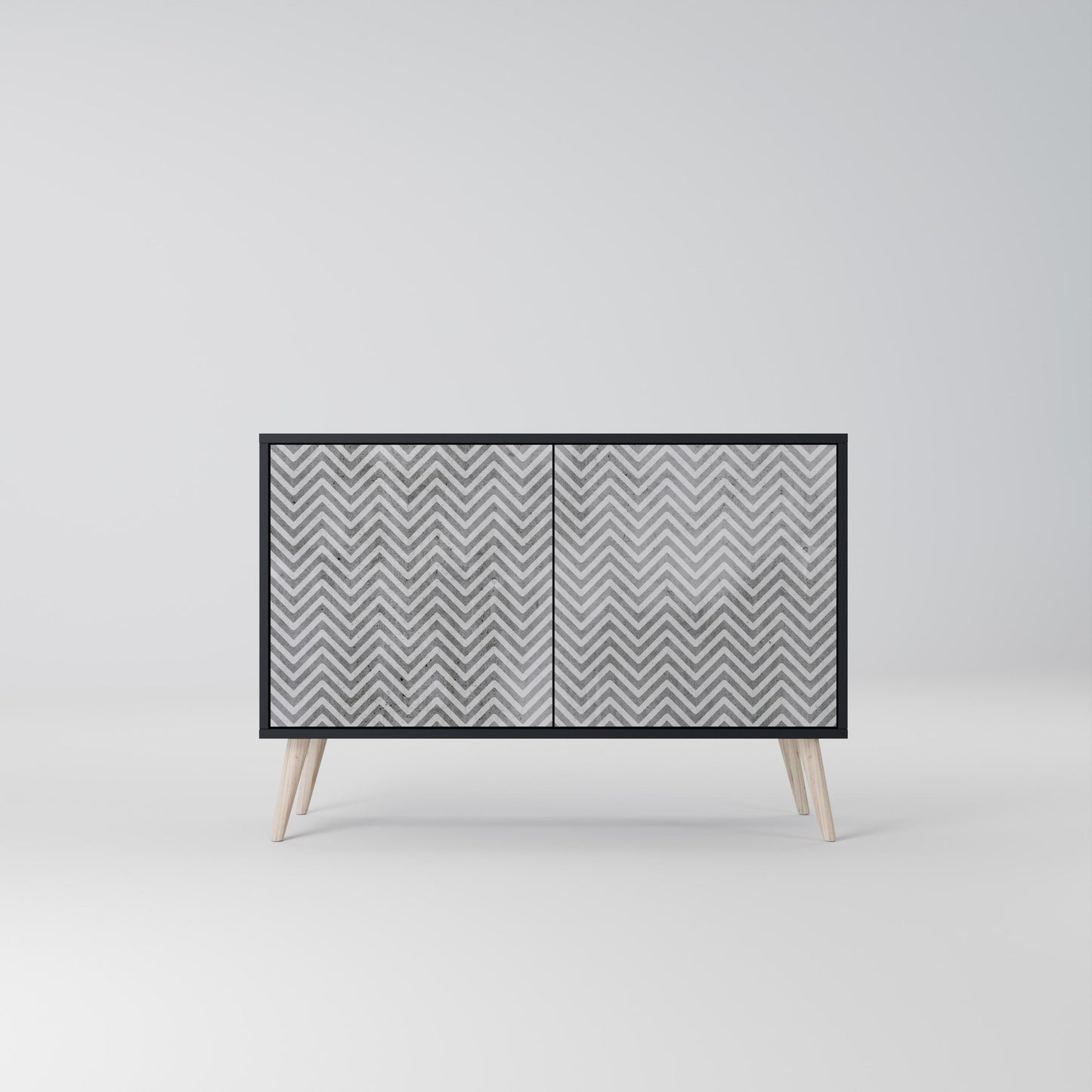 Credenza CONCRETE ZIG ZAG a 2 ante in finitura nera