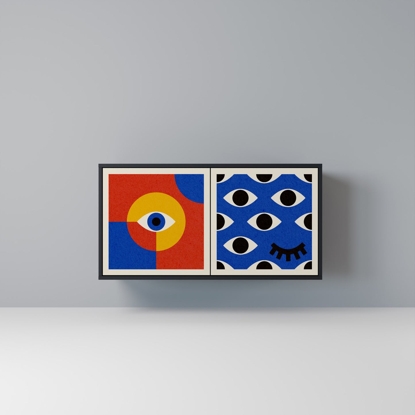 GEOMETRIC EYES Madia a 2 Ante in Finitura Nera