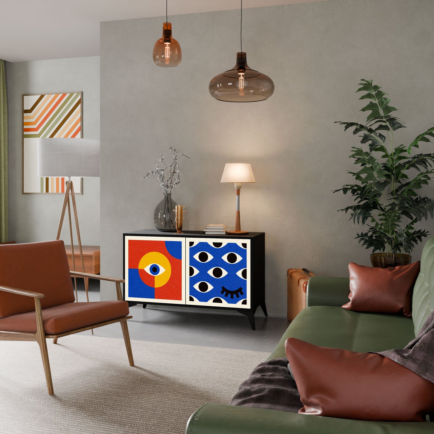 Credenza a 2 ante GEOMETRIC EYES in finitura nera