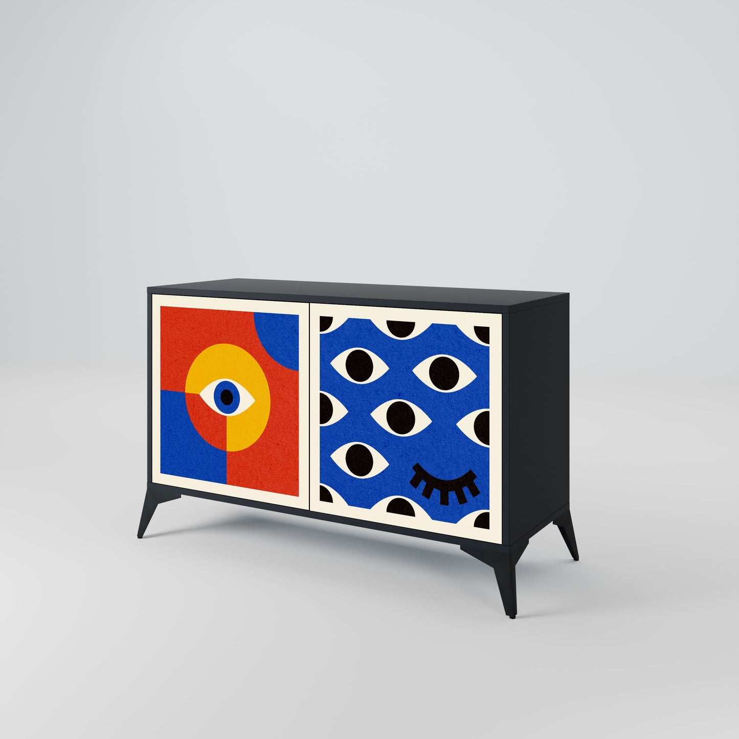 Credenza a 2 ante GEOMETRIC EYES in finitura nera
