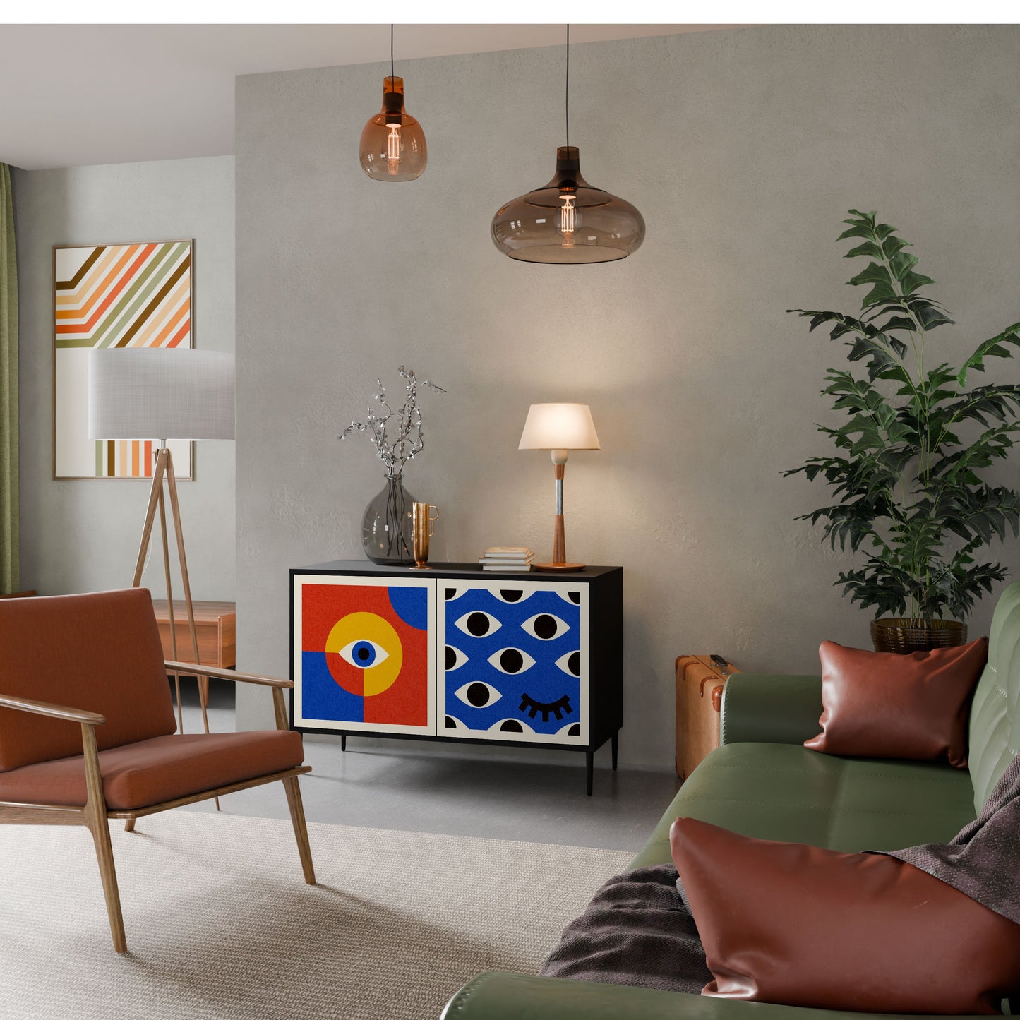 Credenza a 2 ante GEOMETRIC EYES in finitura nera