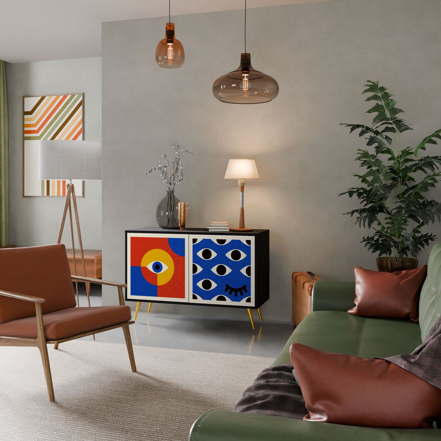 Credenza a 2 ante GEOMETRIC EYES in finitura nera