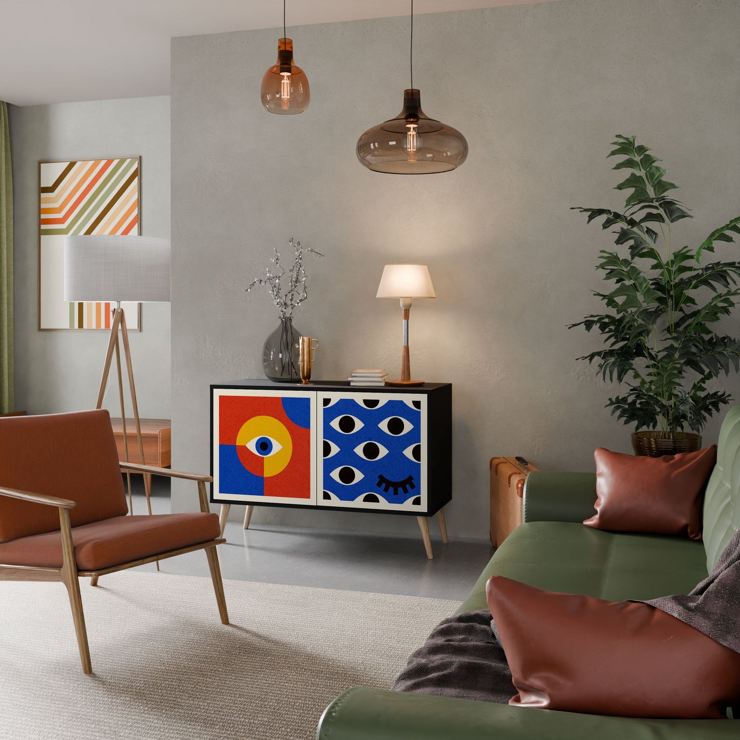 Credenza a 2 ante GEOMETRIC EYES in finitura nera