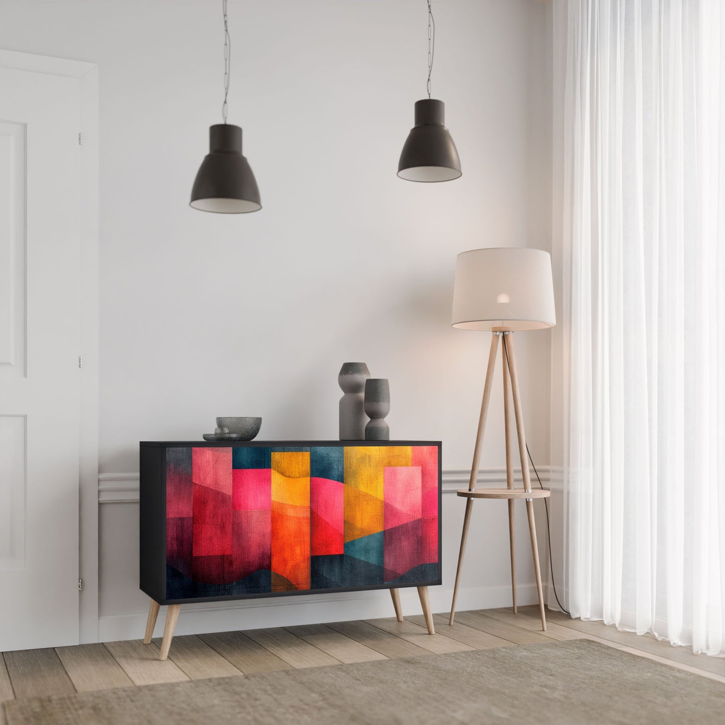 Credenza a 2 ante COLORFUL SOUNDS in finitura nera