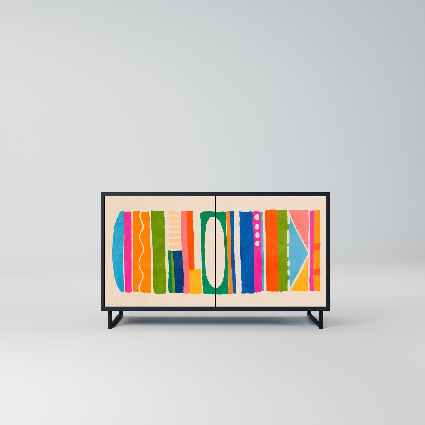 Credenza GEOMETRIC SHINE a 2 ante in finitura nera