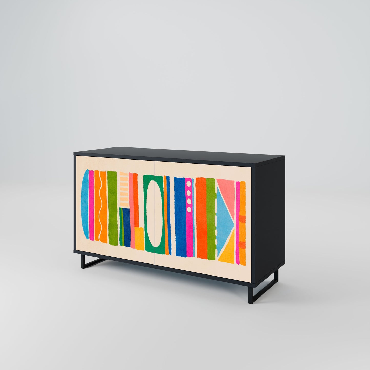 Credenza GEOMETRIC SHINE a 2 ante in finitura nera