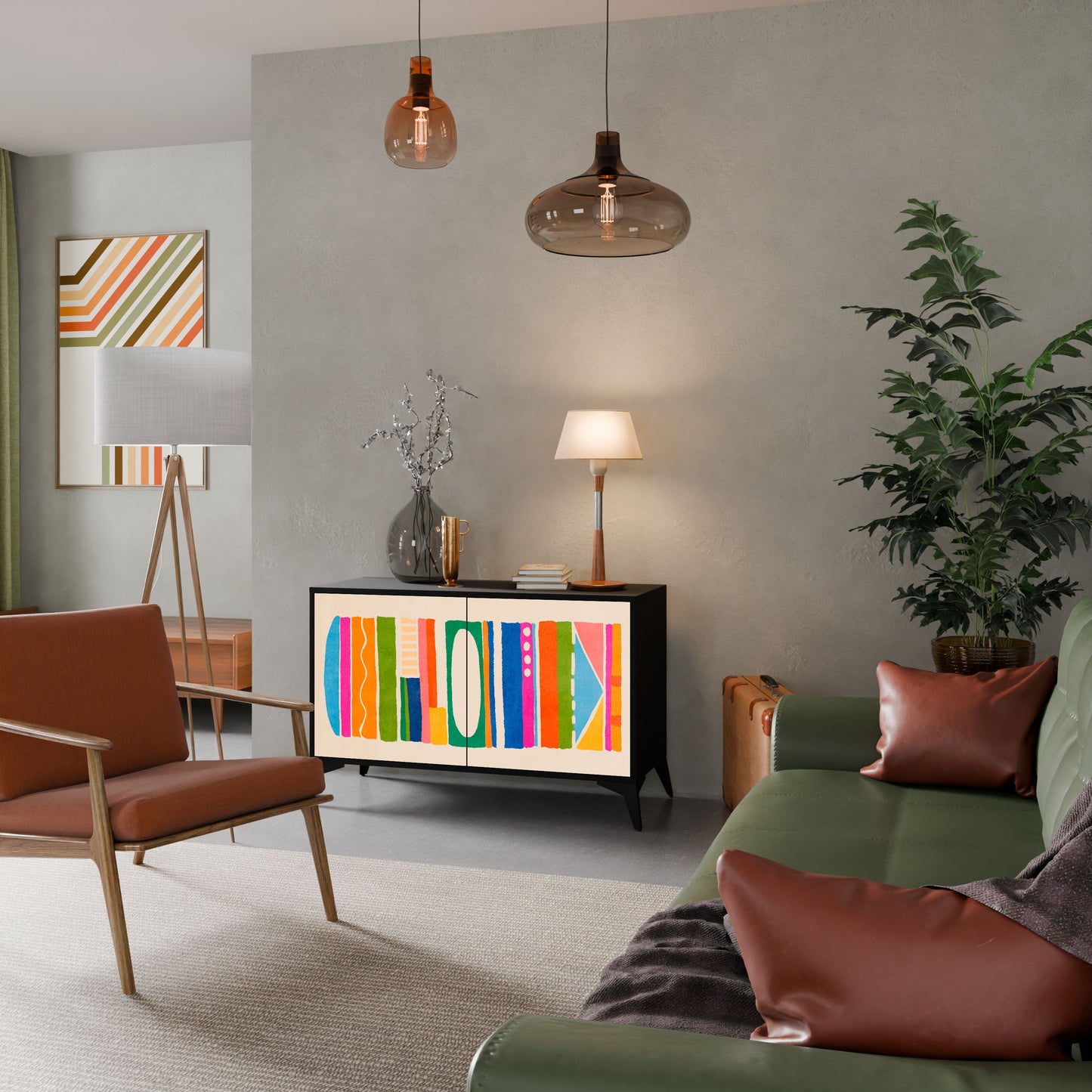 Credenza GEOMETRIC SHINE a 2 ante in finitura nera