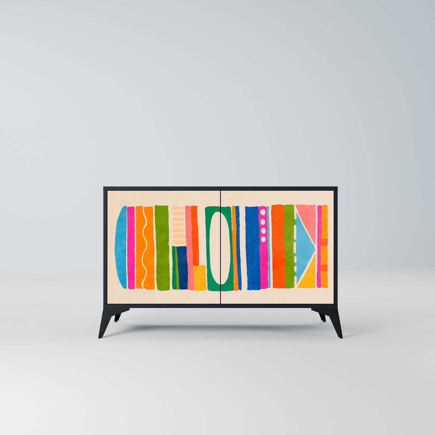 Credenza GEOMETRIC SHINE a 2 ante in finitura nera