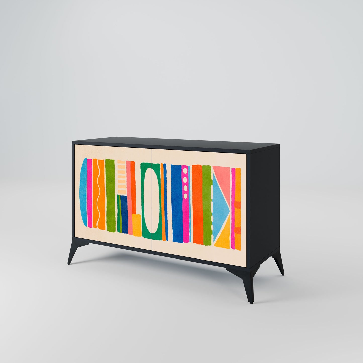 Credenza GEOMETRIC SHINE a 2 ante in finitura nera