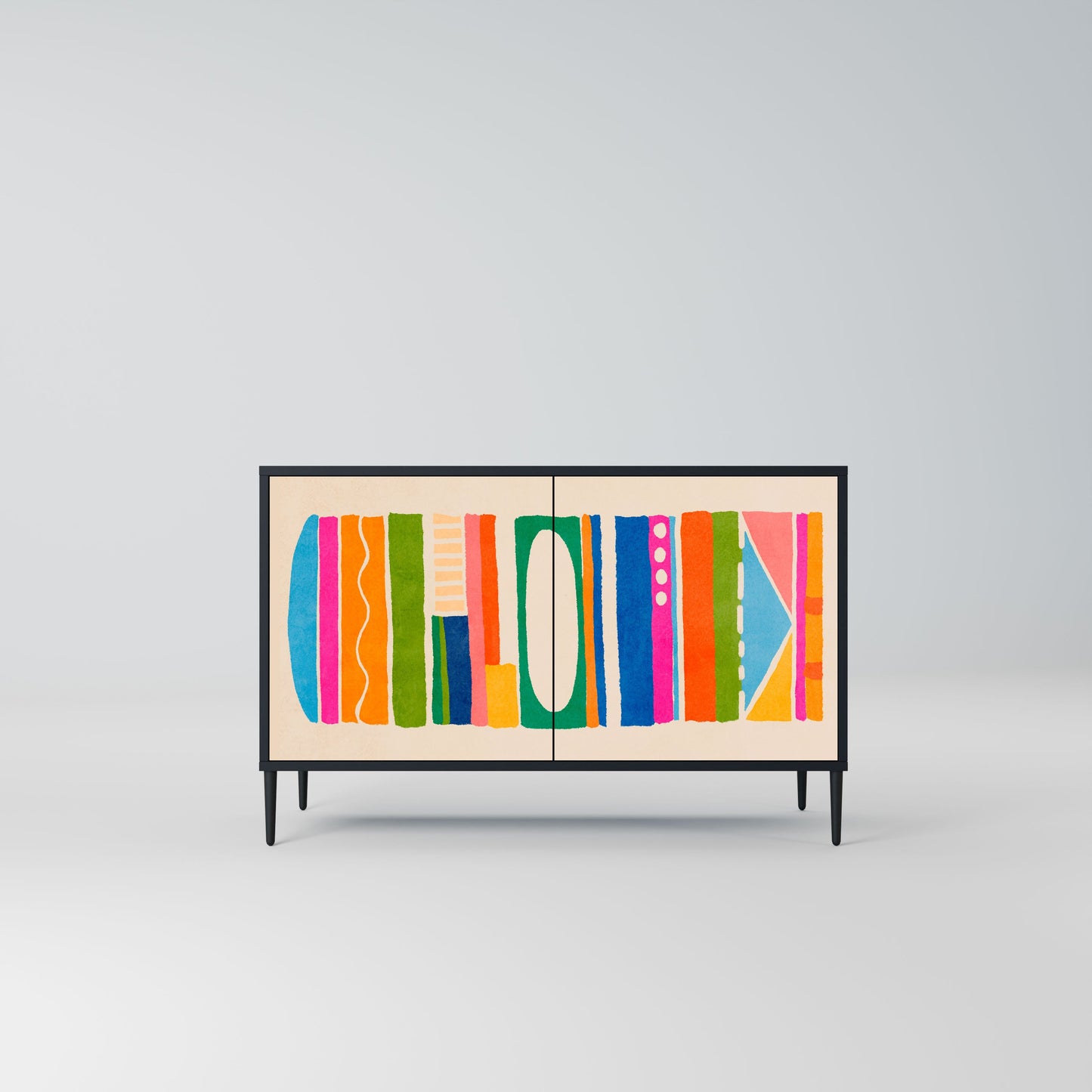 Credenza GEOMETRIC SHINE a 2 ante in finitura nera