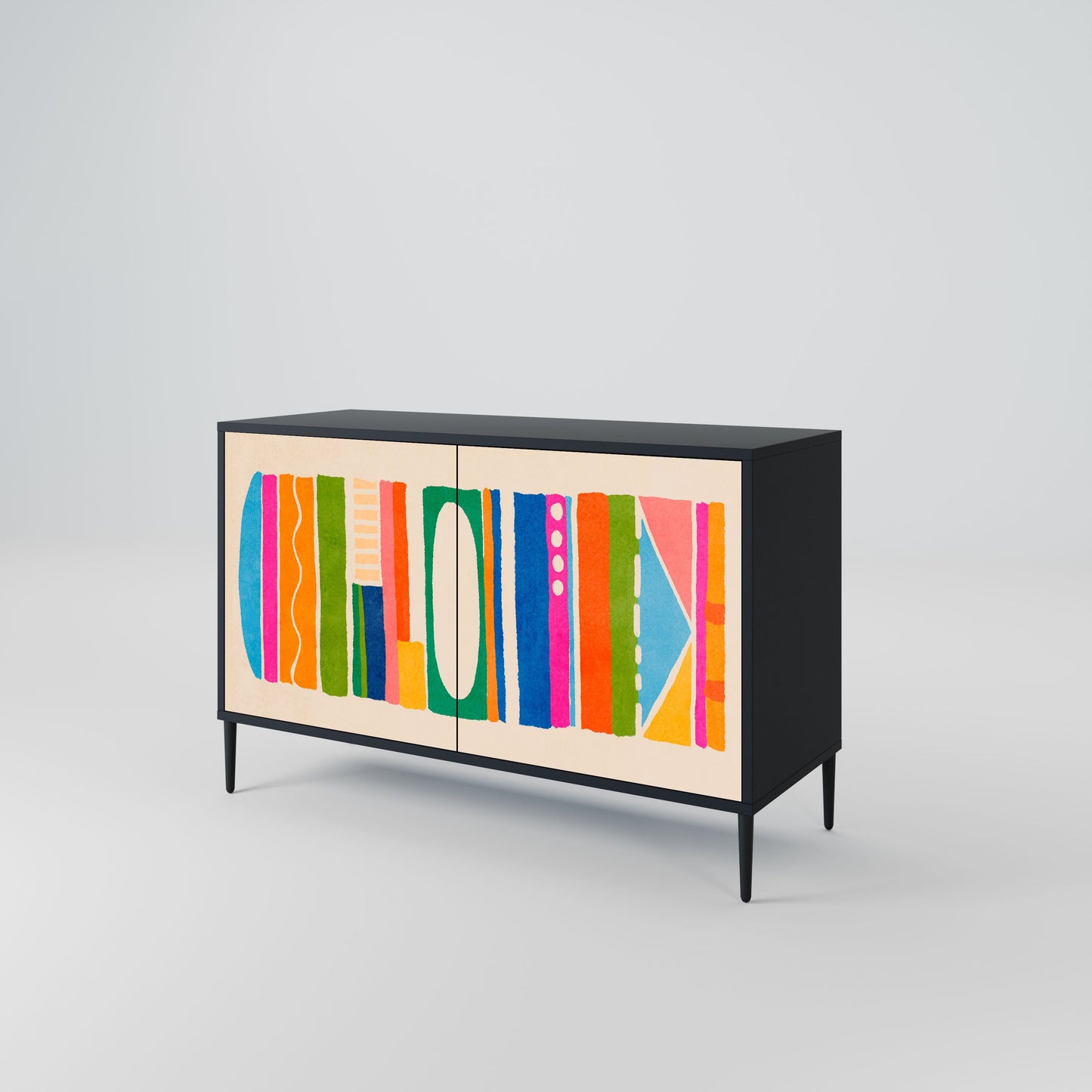 Credenza GEOMETRIC SHINE a 2 ante in finitura nera