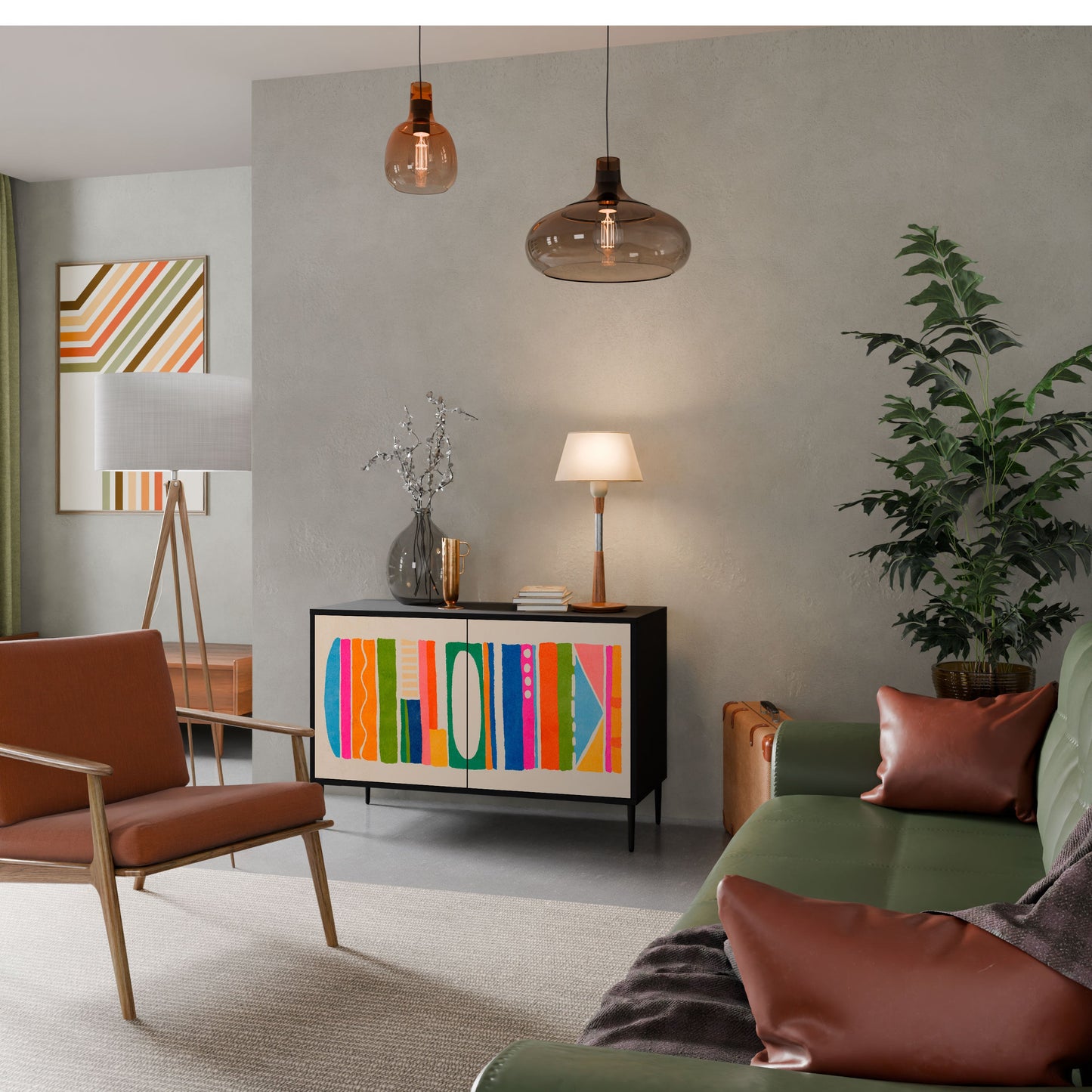 Credenza GEOMETRIC SHINE a 2 ante in finitura nera