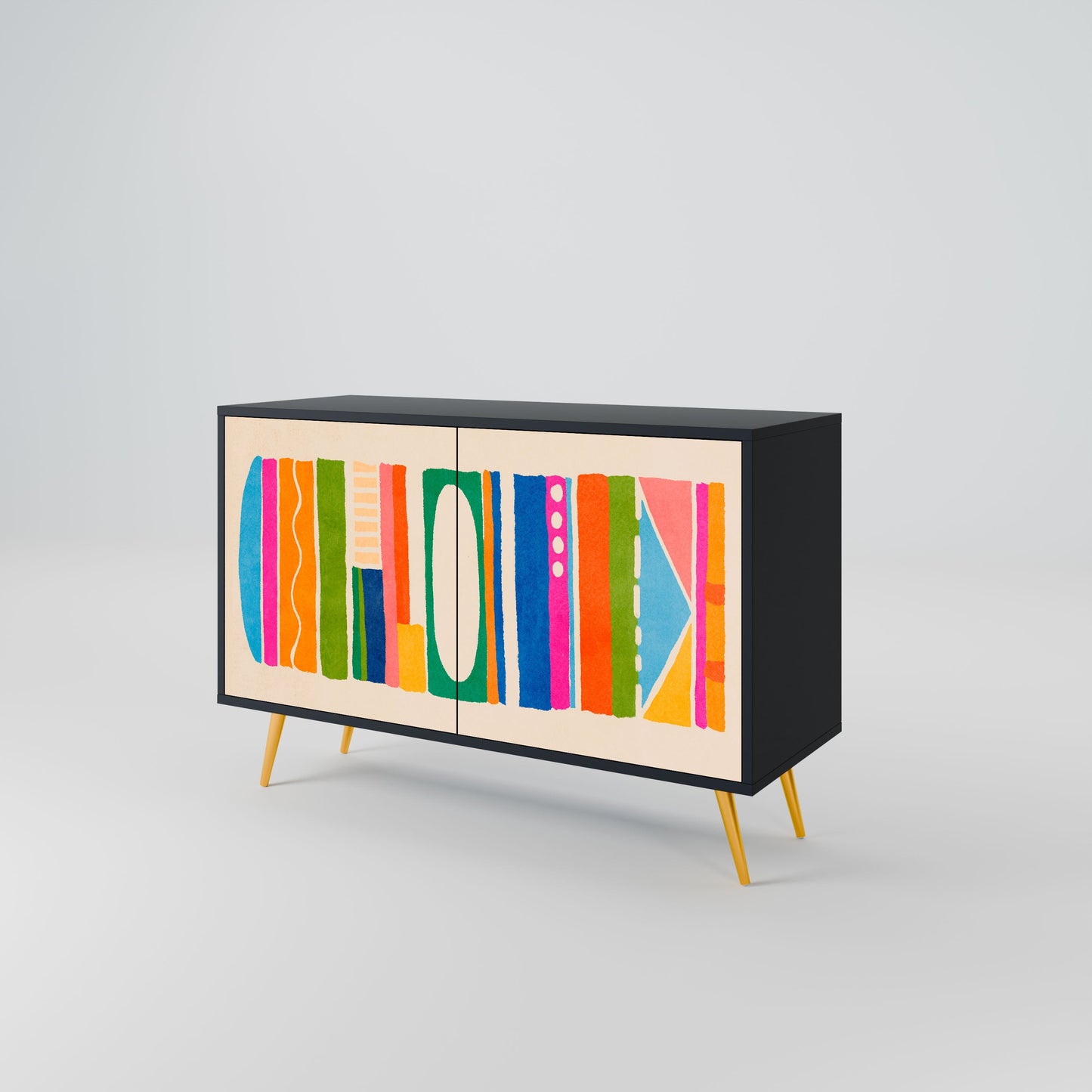 Credenza GEOMETRIC SHINE a 2 ante in finitura nera