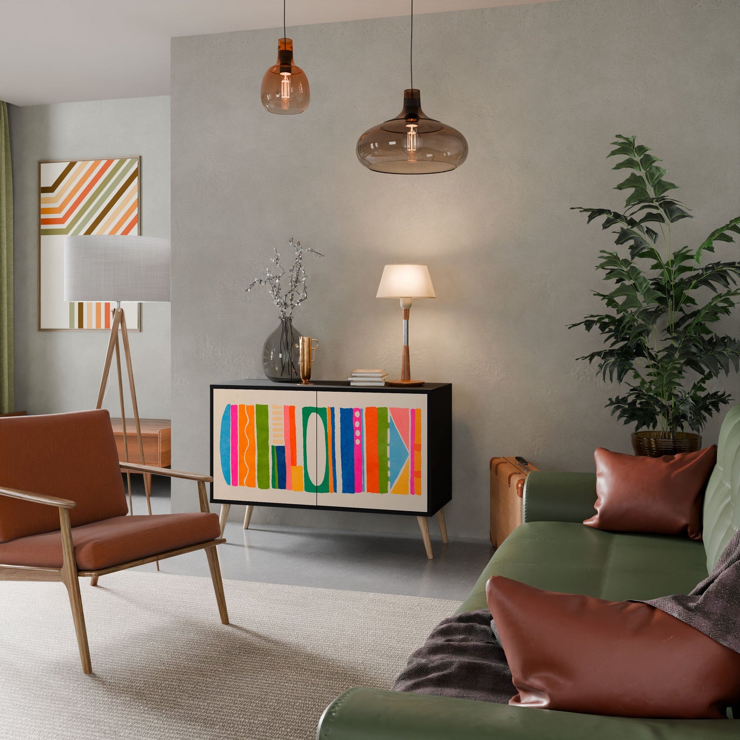 Credenza GEOMETRIC SHINE a 2 ante in finitura nera