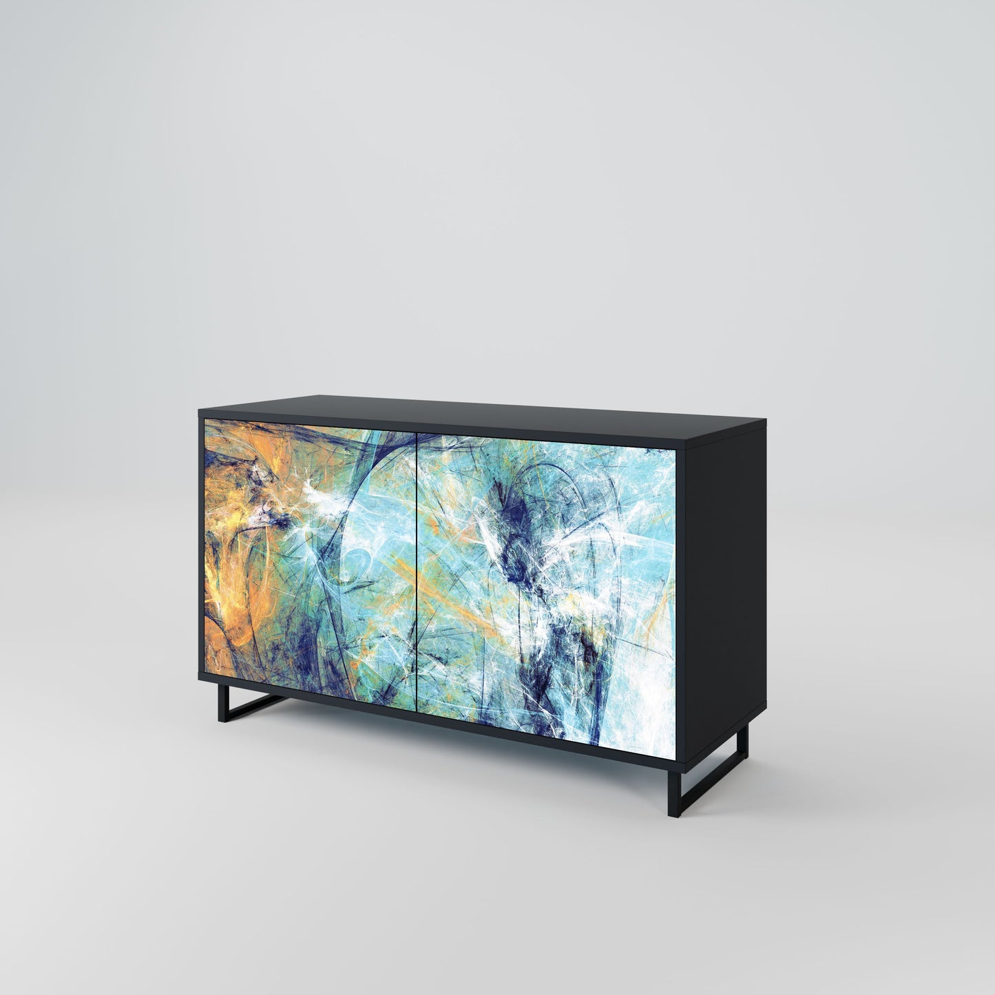 Credenza a 2 ante PENSIERI ASTRATTE in finitura nera