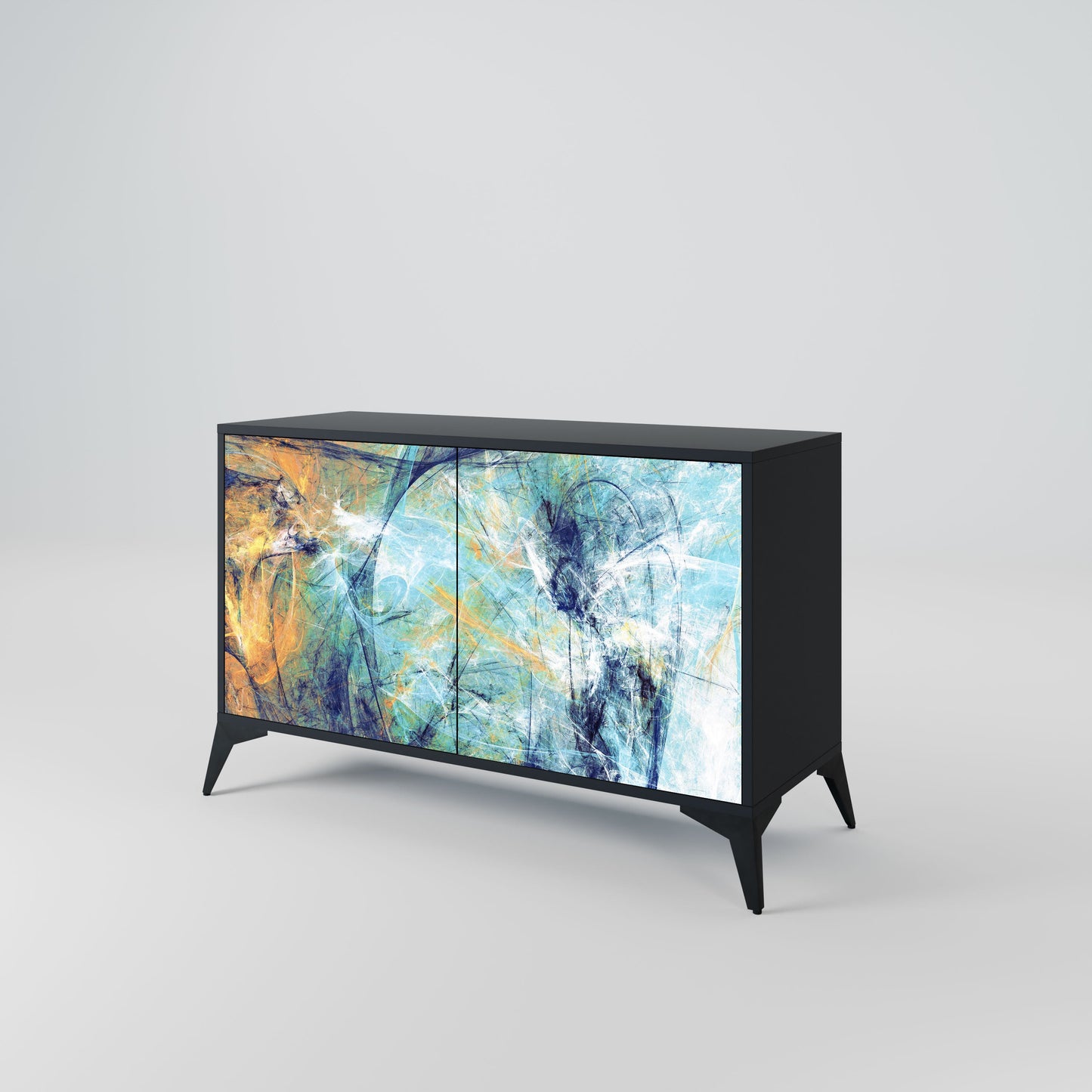 Credenza a 2 ante PENSIERI ASTRATTE in finitura nera